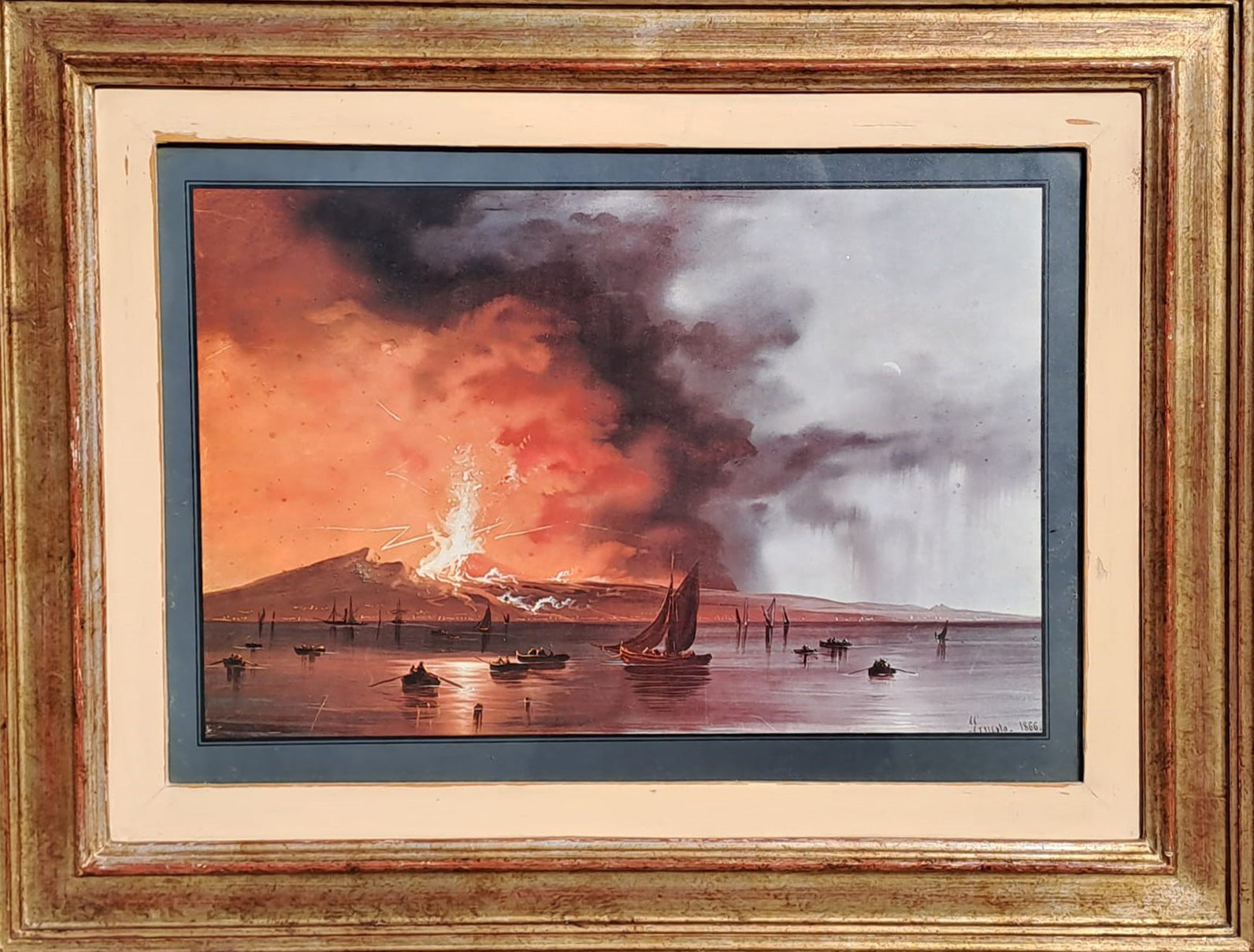 Neapolitan School - Nocturne, view of Vesuvius