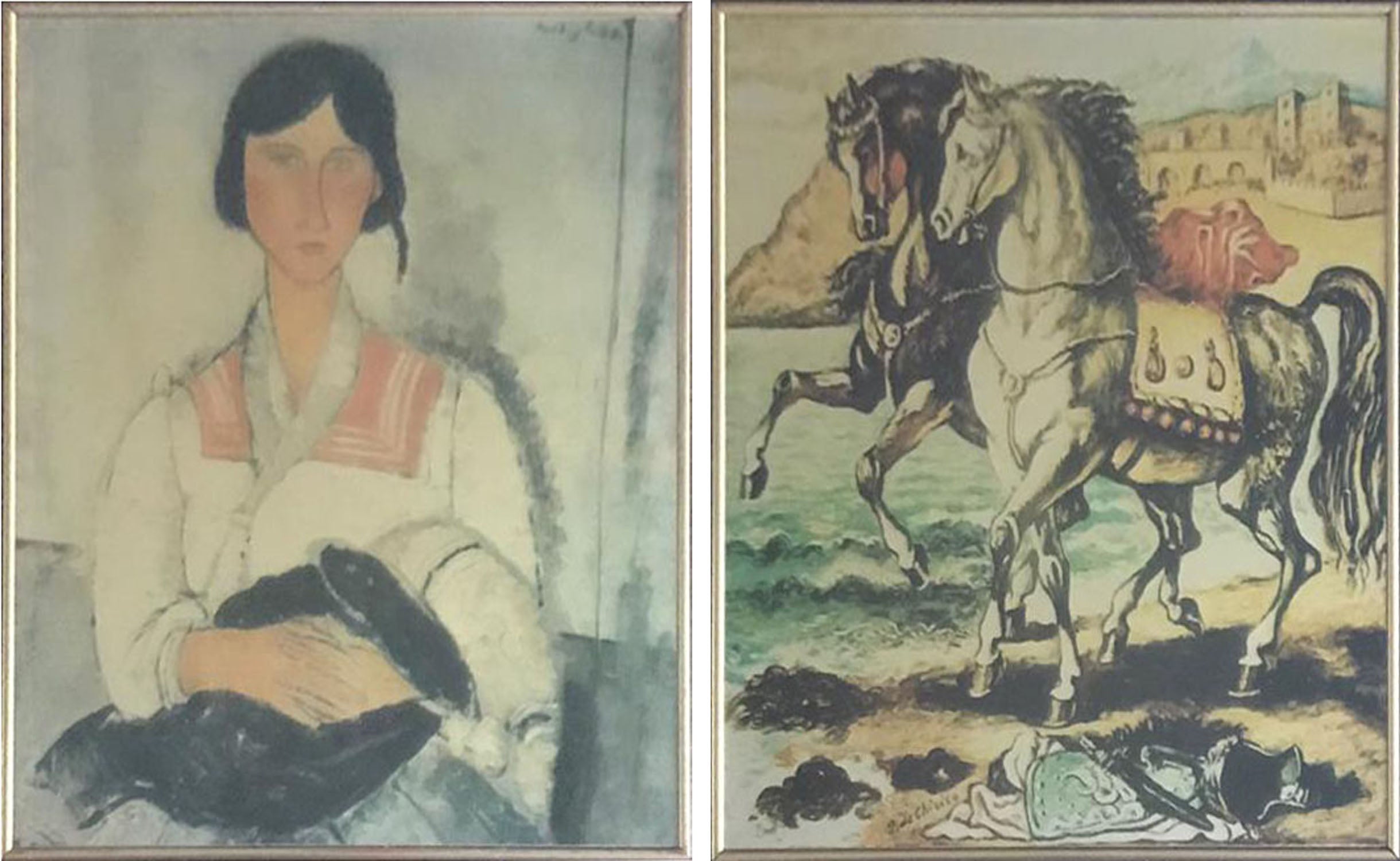 Riproduzione da Amedeo Modigliani , Giorgio de Chirico - Dittico - Senza titolo