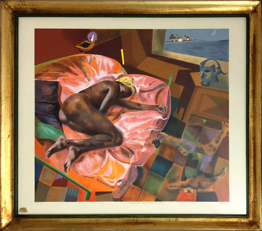 Ugo Attardi - Un mendigo implora a la reina africana