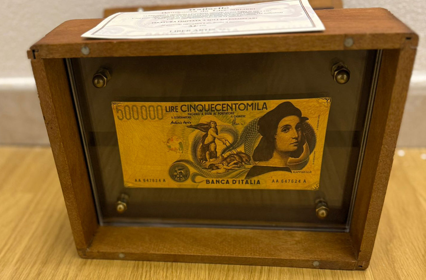 Rafael, billete de 500.000 liras