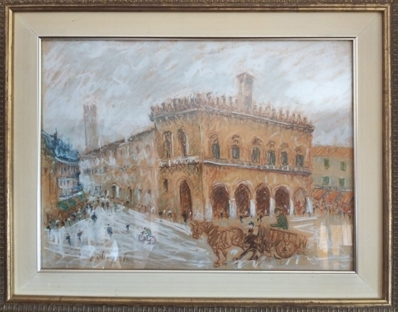 Giulio Falzoni - Piazza con palazzo carretto e cavallo