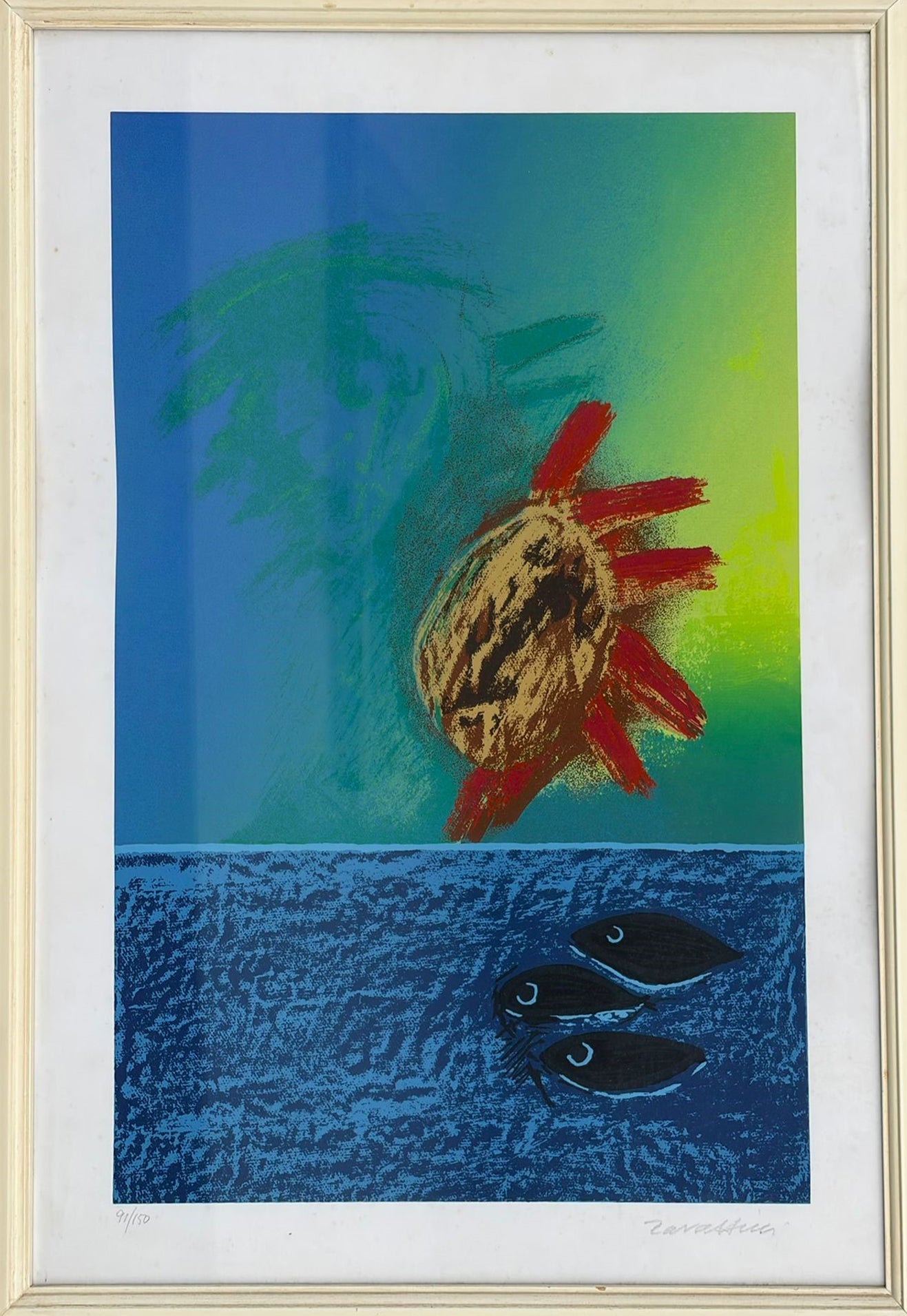 Cesare Zavattini - Self-Portrait on the Sea with Three Black Fish
