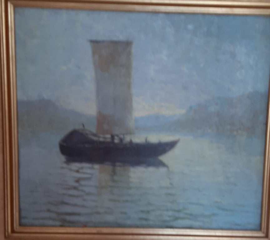 Lago Como - Ramo Lecco – Olio – Pittore della Scuola Lombarda