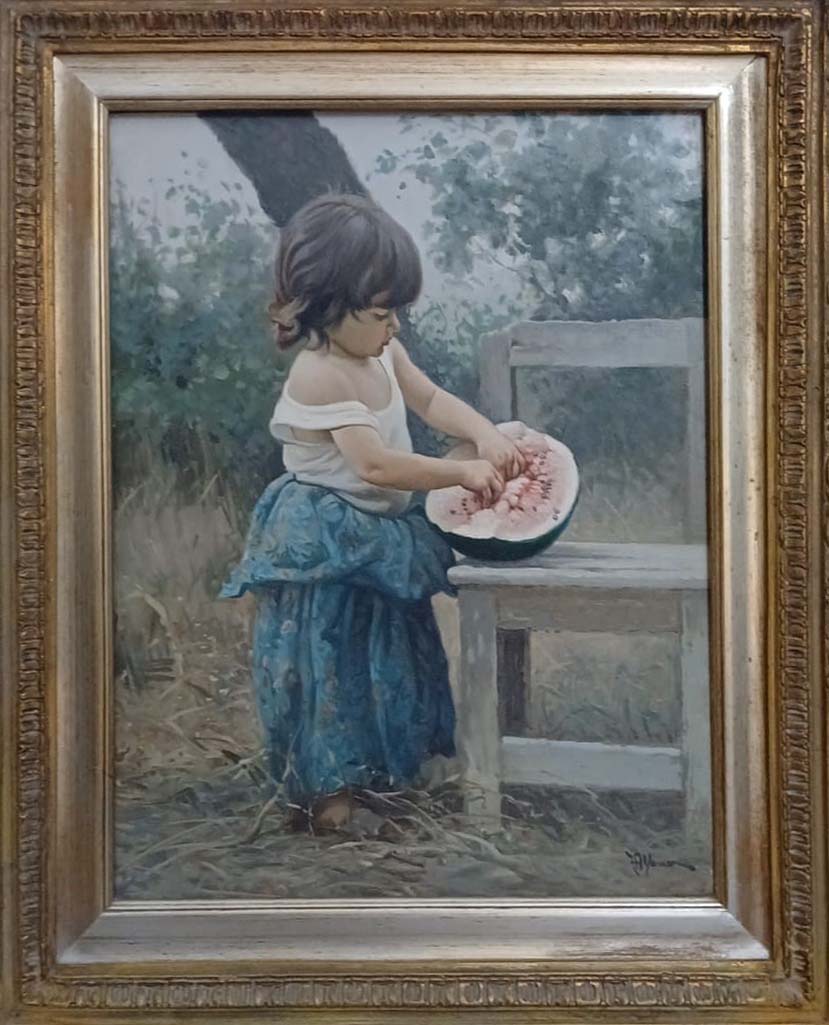 Senza titolo, olio su tela figurativo di Alfano