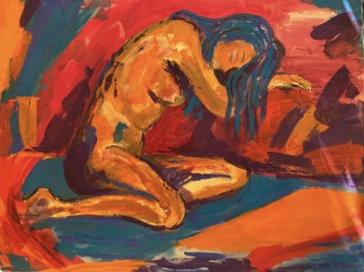 Crouching woman