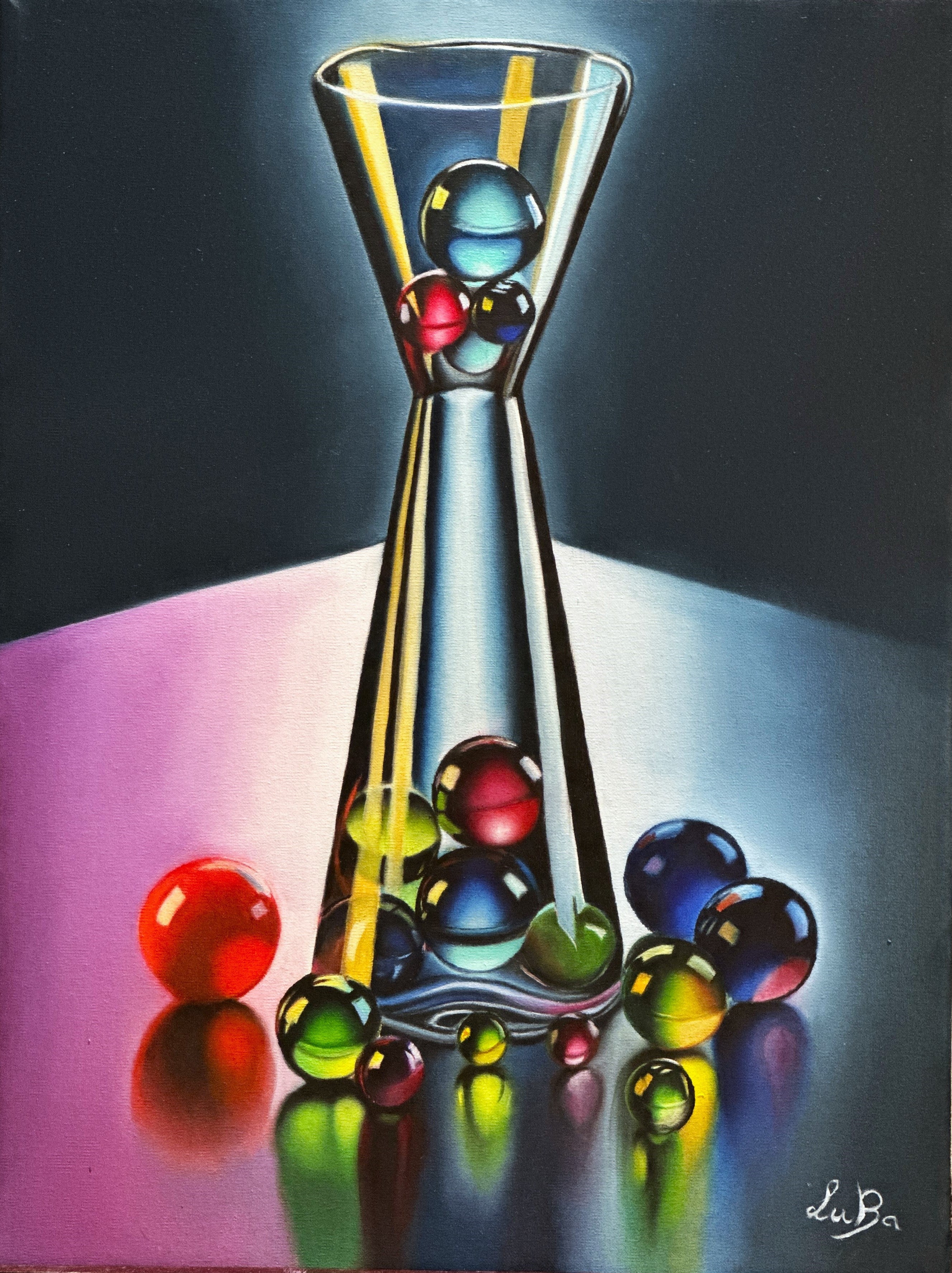 Marbles in a conical vase