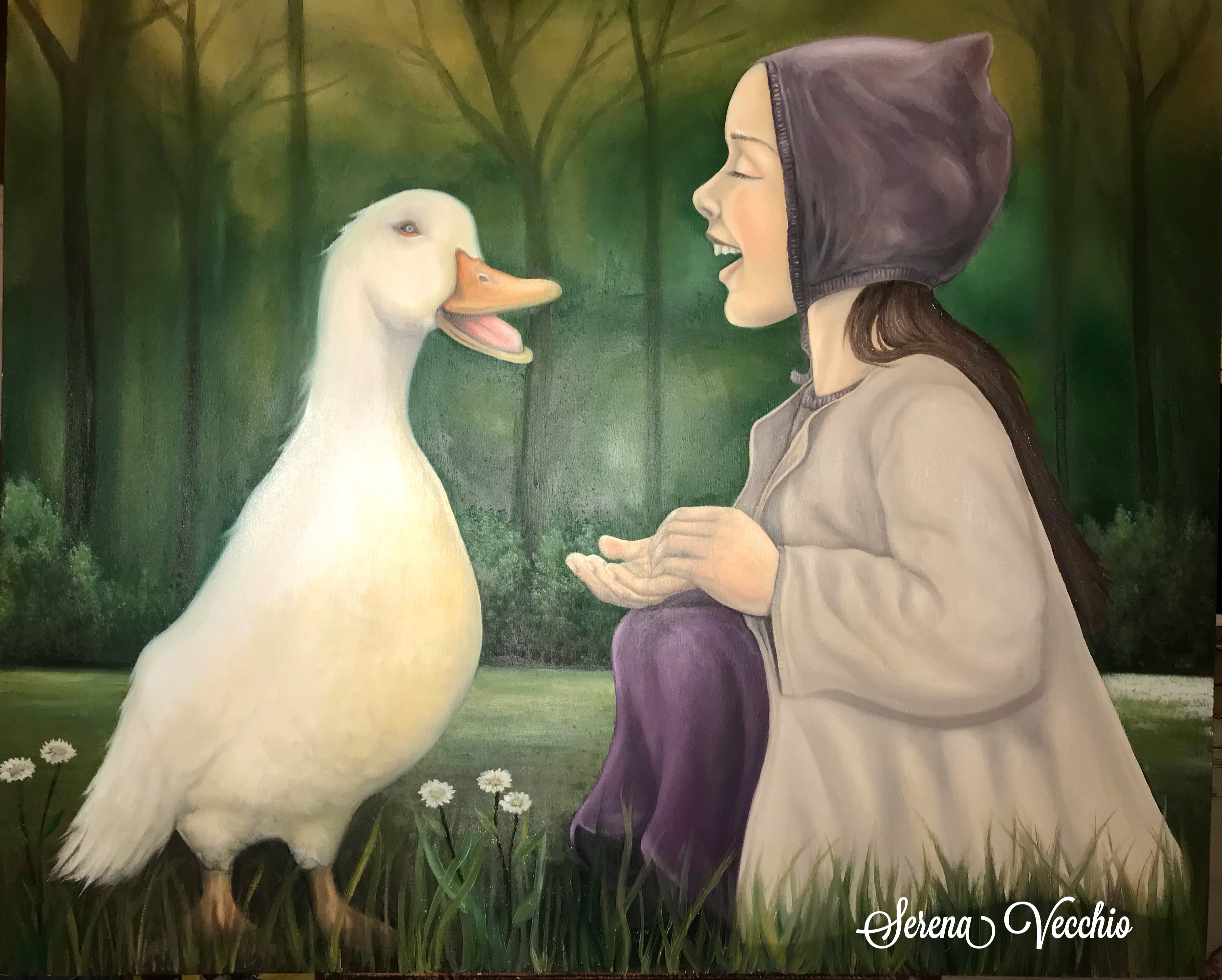 The little girl with the duck