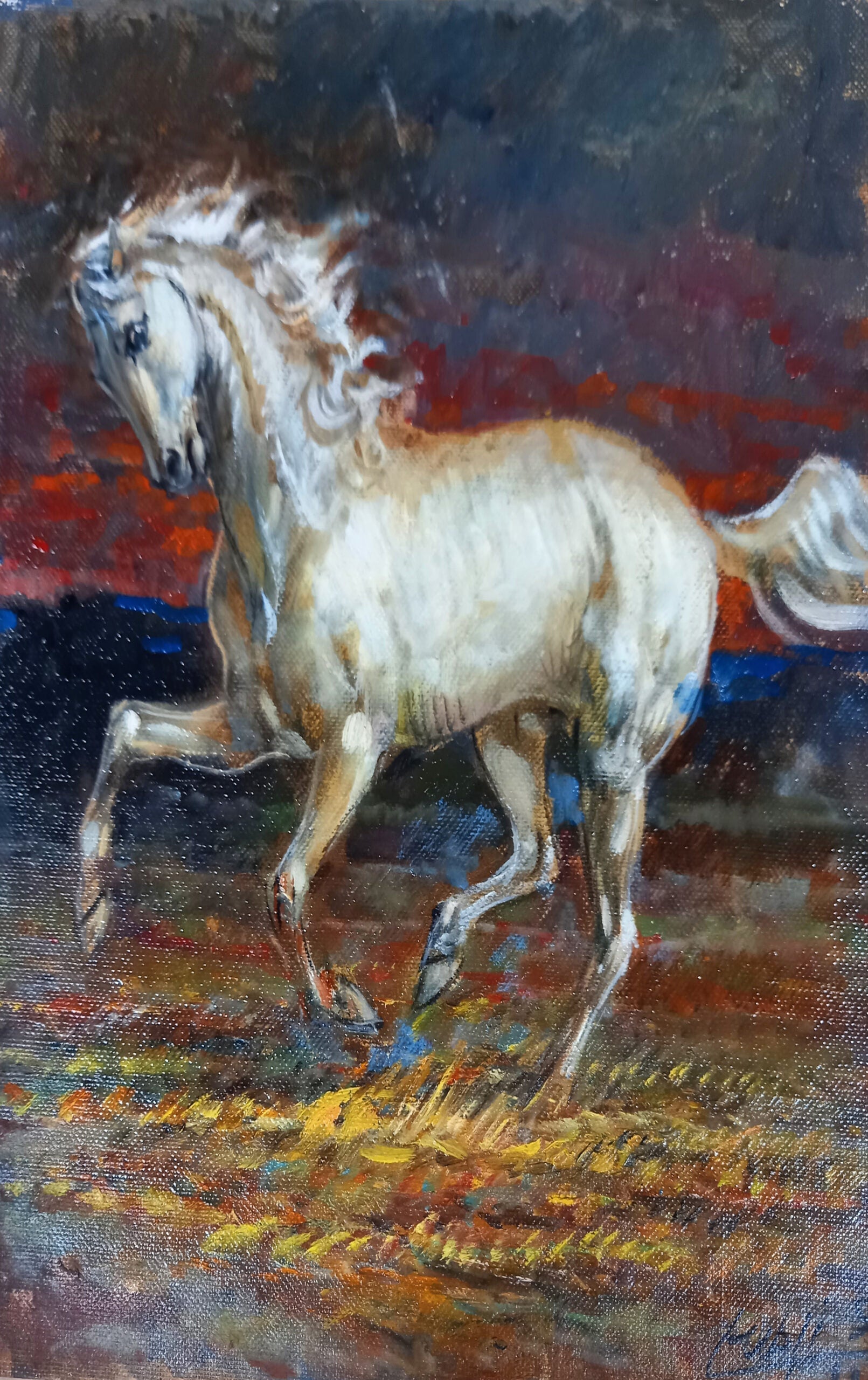 Silvio Crespi - Cavallo bianco nella sera