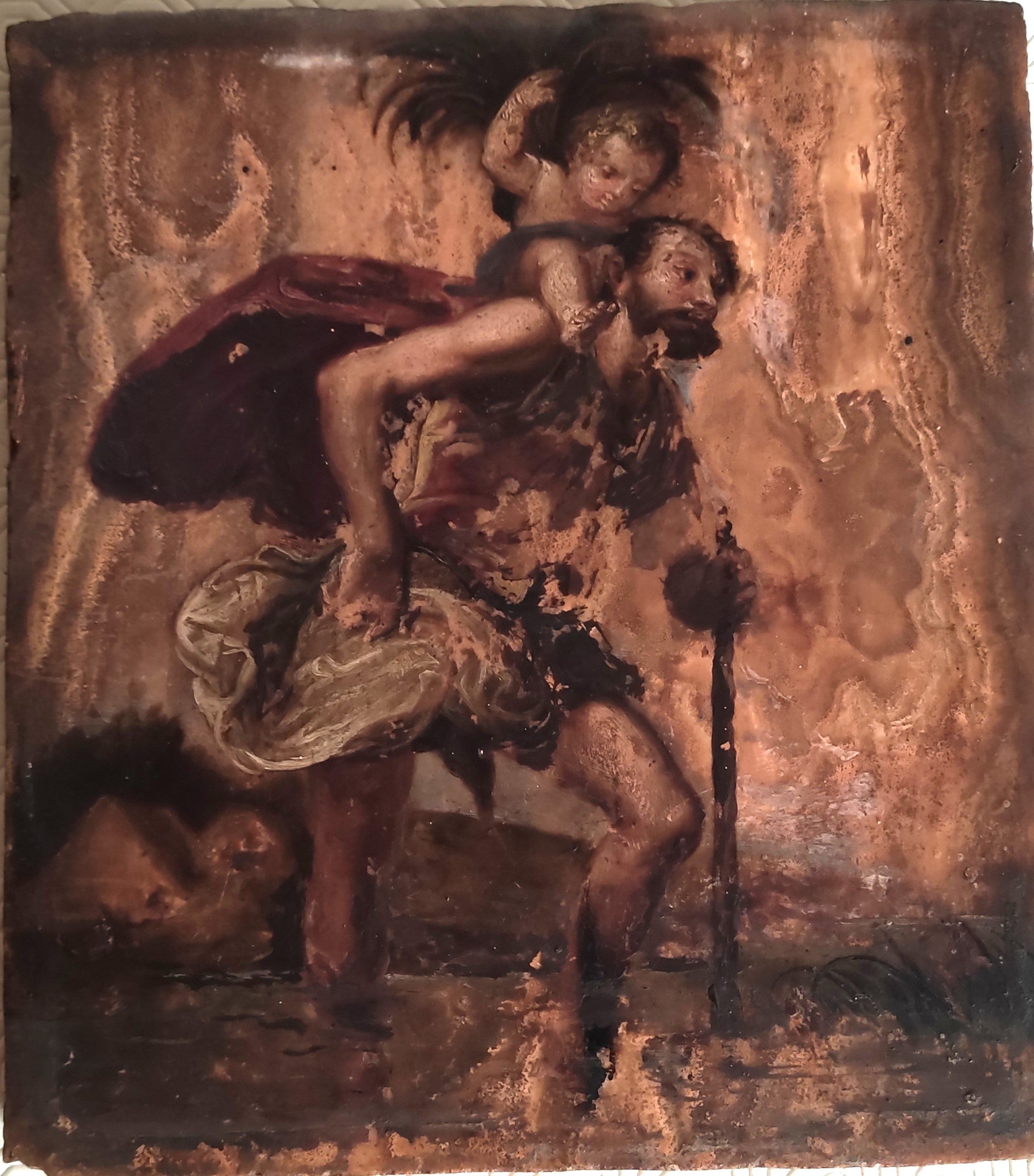SAN CRISTÓBAL - ÓLEO SOBRE ALABASTRO