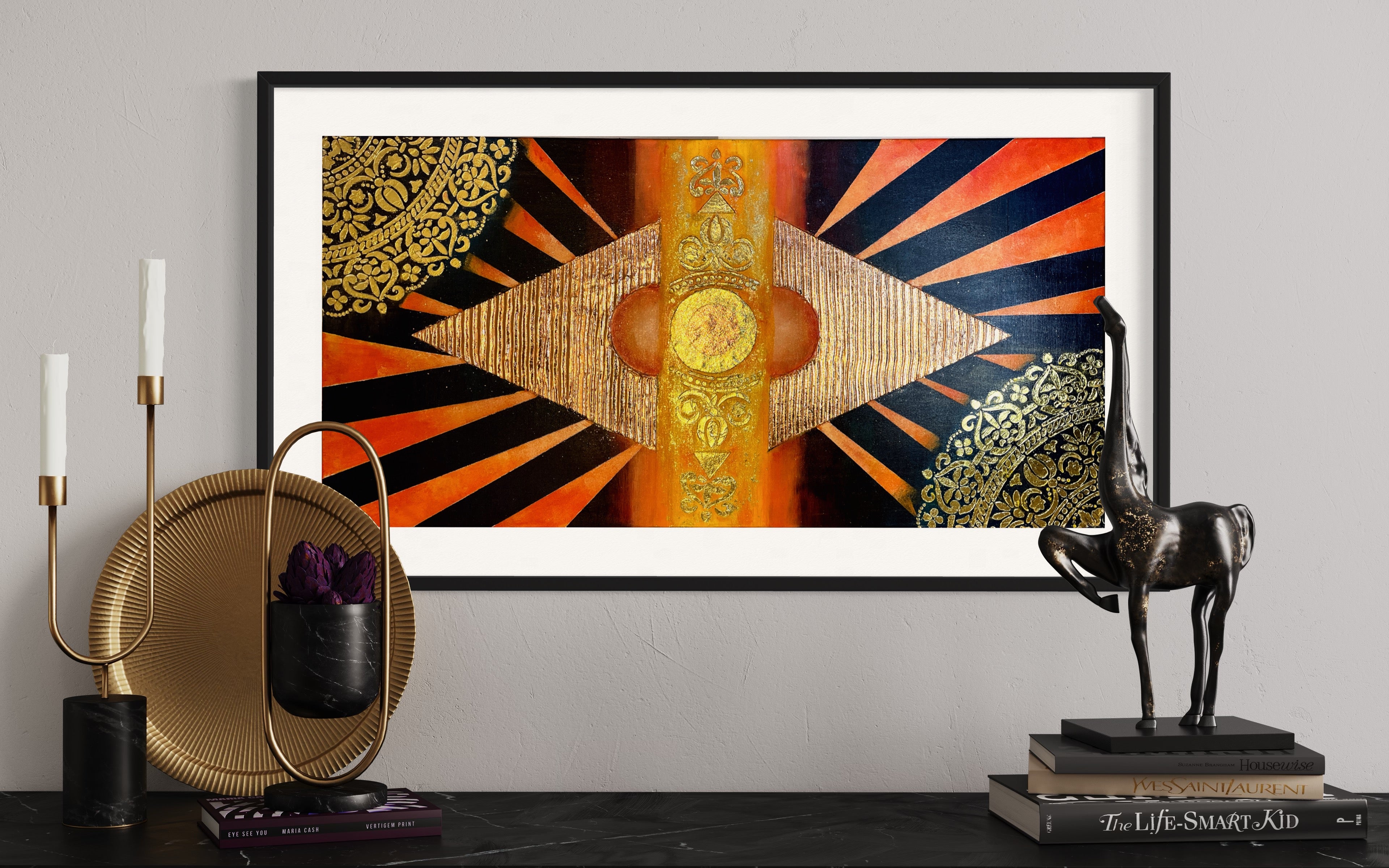 Elegante astrazione con accenti di foglia d'oro