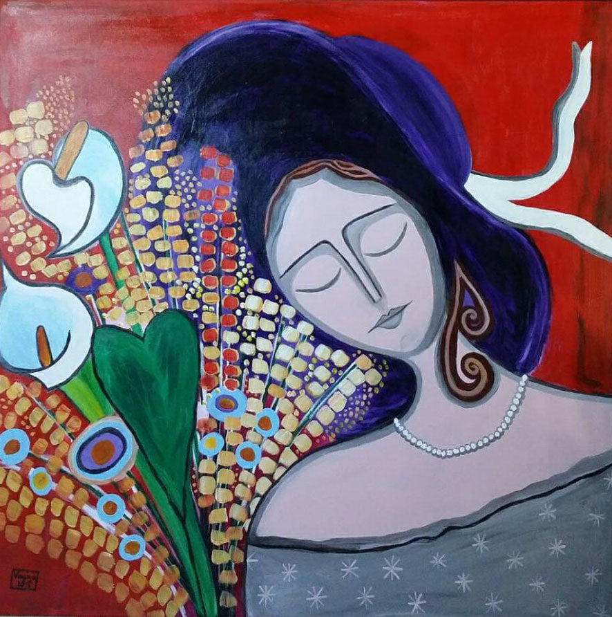 Woman with flowers