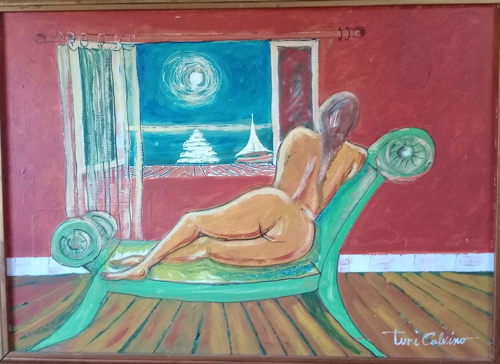 Naked woman on sofa