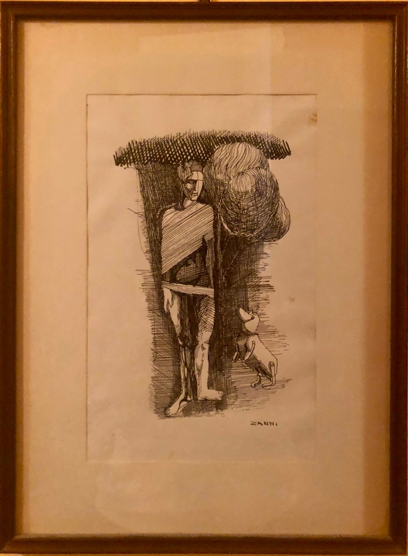 Inchiostro di Sergio Zanni con figura e cane