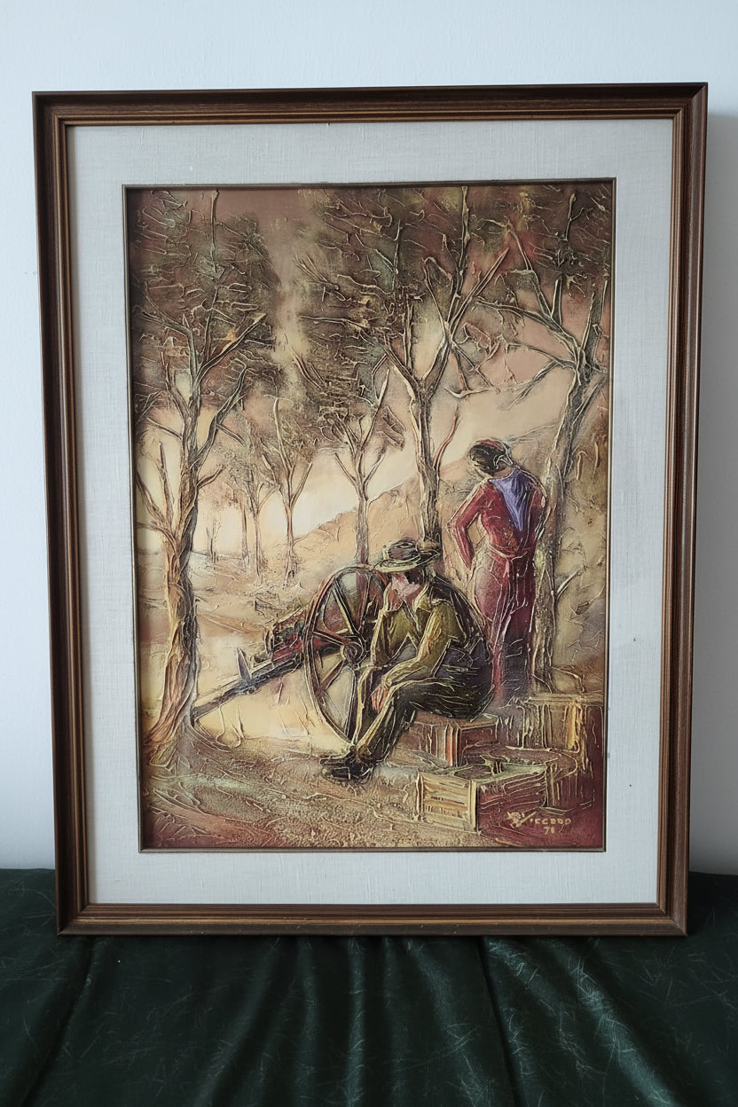 Olio di Antonio Di Viccaro con figure e carretto