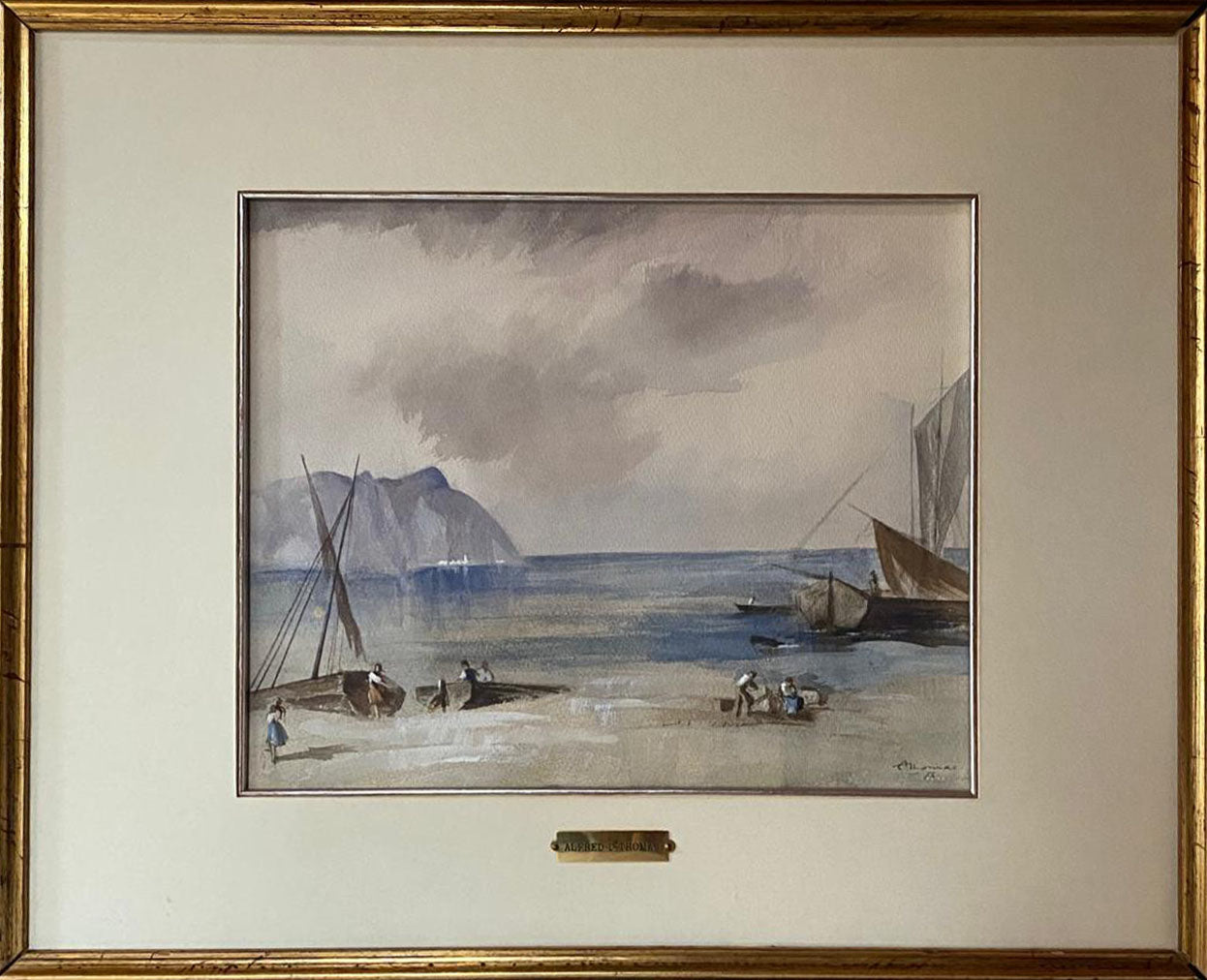 Alfred D. Thomas - Playa con pescadores