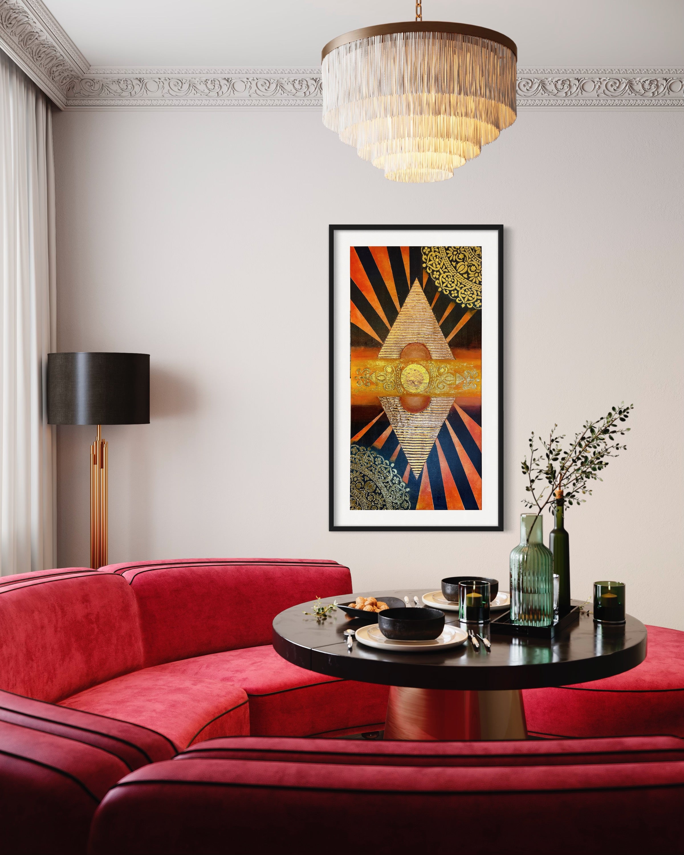 Elegante astrazione con accenti di foglia d'oro
