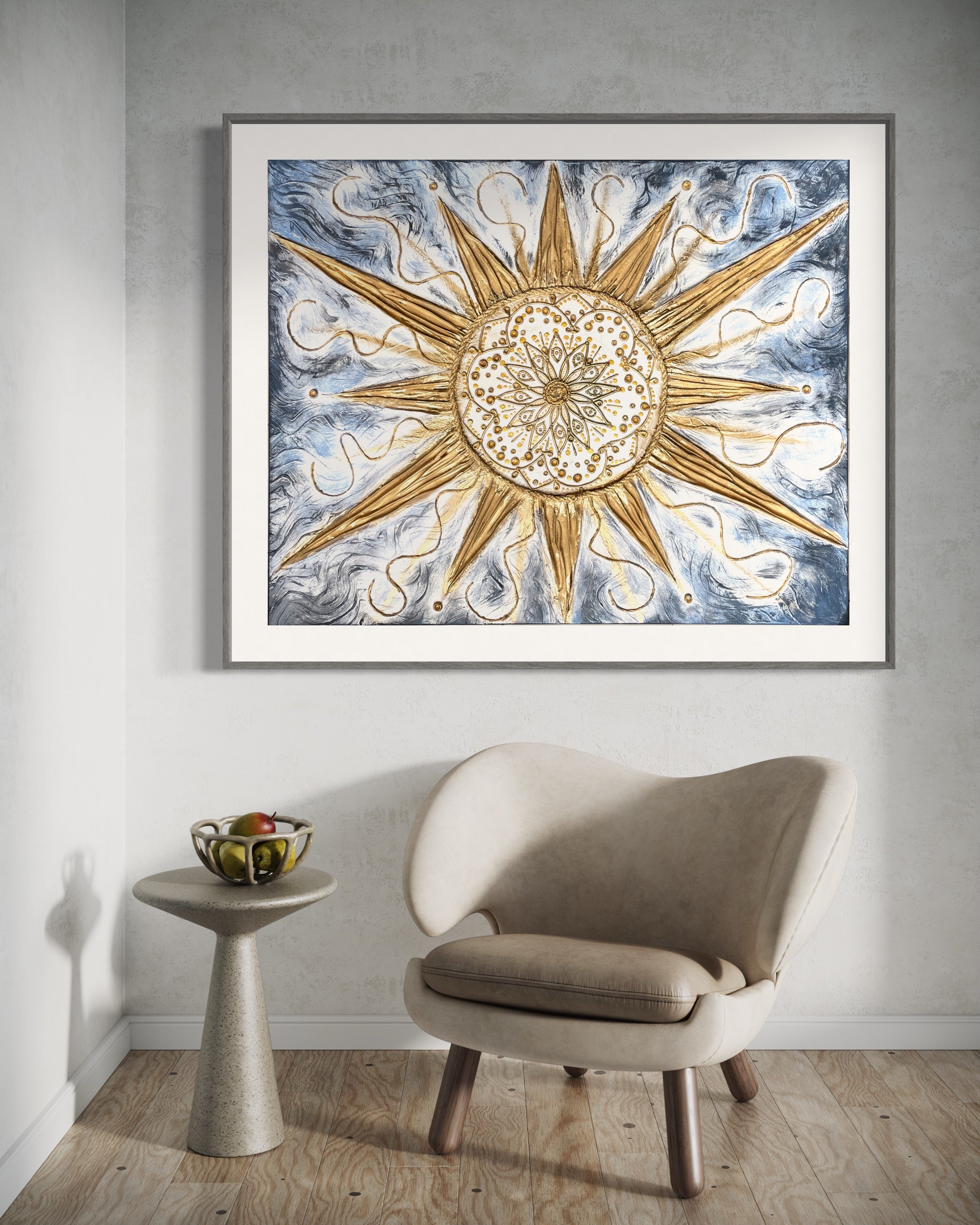 Golden Sun Mandala Painting