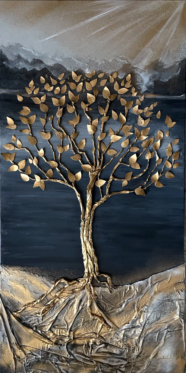 Albero d'oro. Pittura di texture