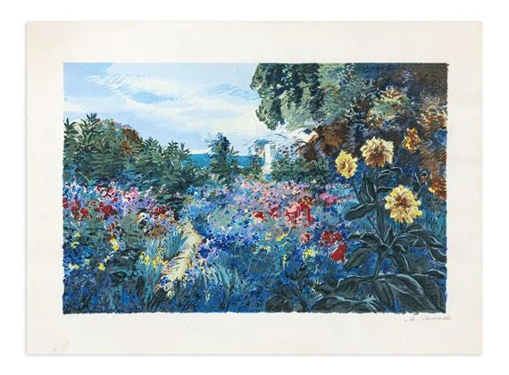 Michele Cascella - Untitled (flowery landscape)