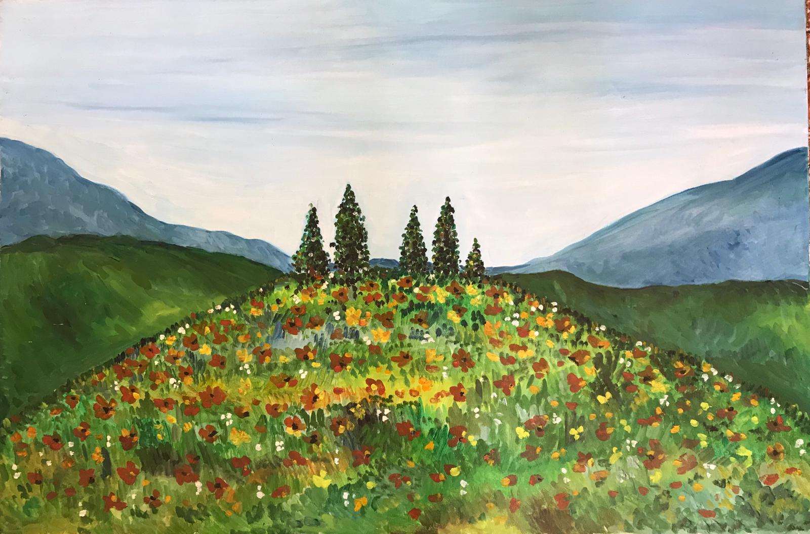 Anna - Hilly landscape with poppies