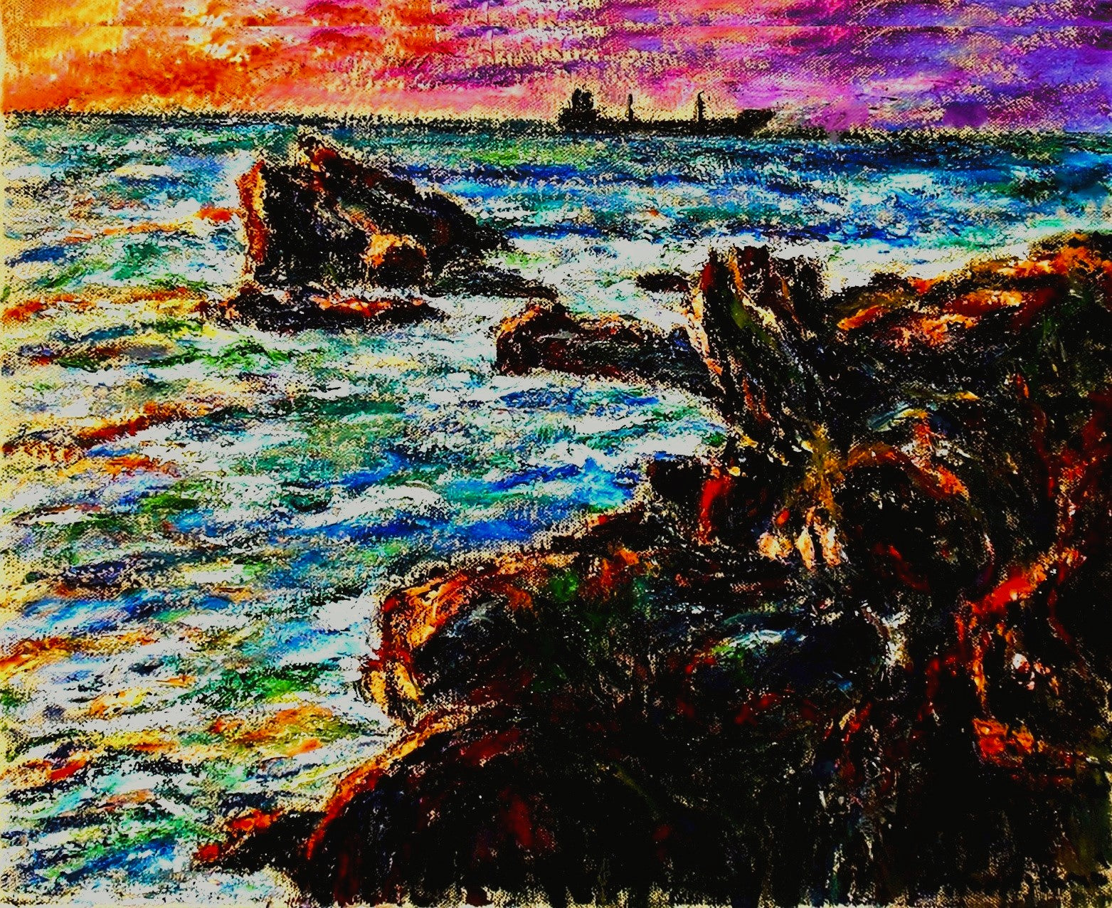 Sunset on the rocks in Scilla
