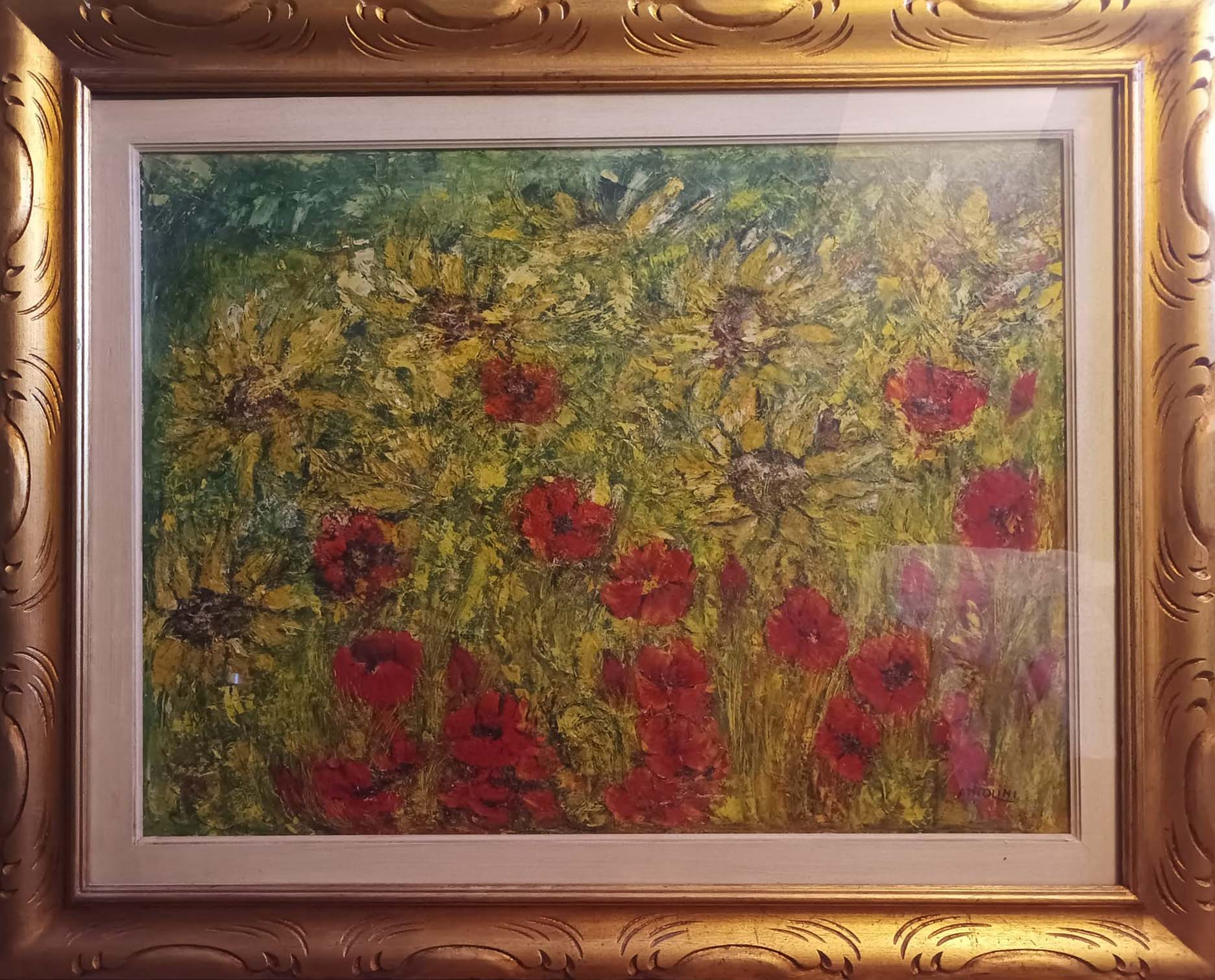 Luglio, olio su tela di Fiorenza Antolini con soggetto floreale
