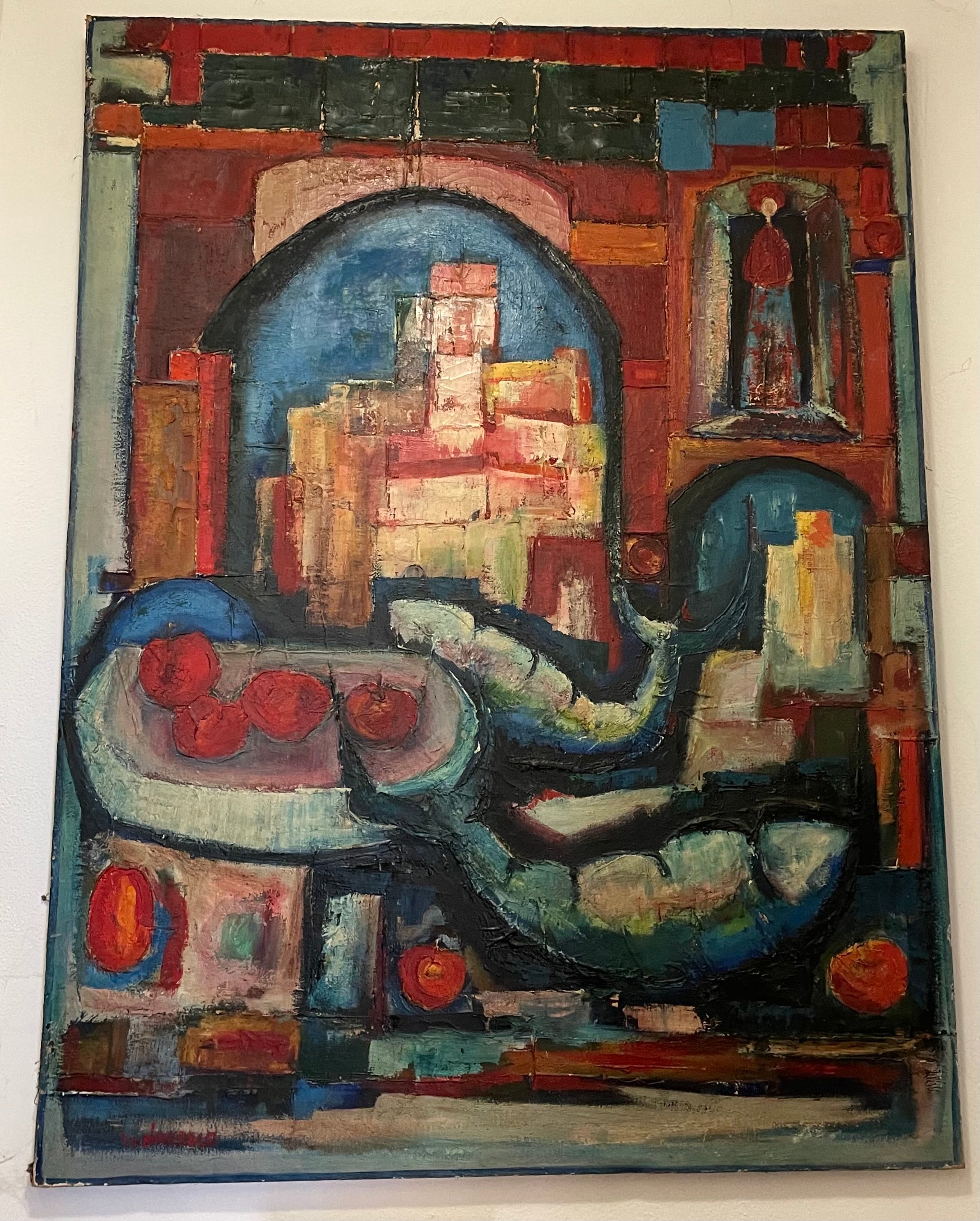Sicilian landscape with still life
