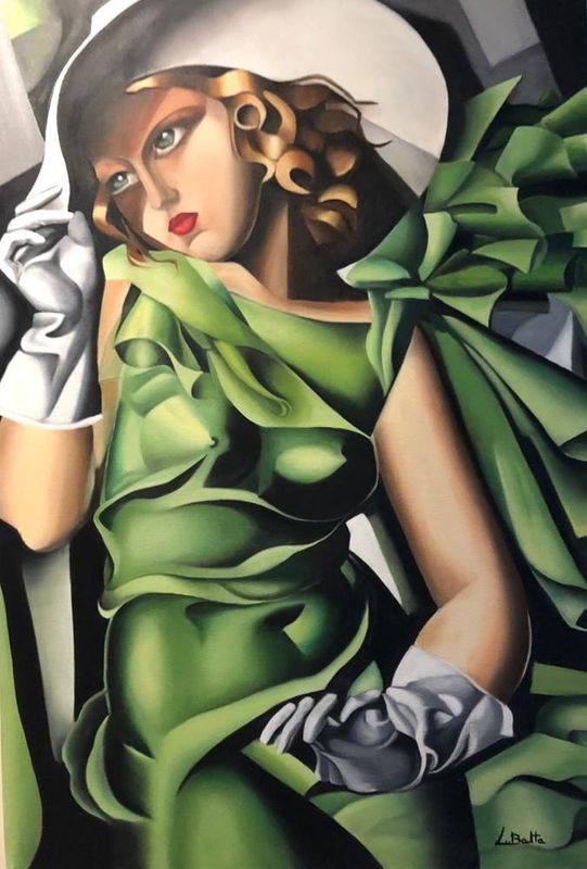 Young Woman with Gloves (Homage to T. De Lempicka)