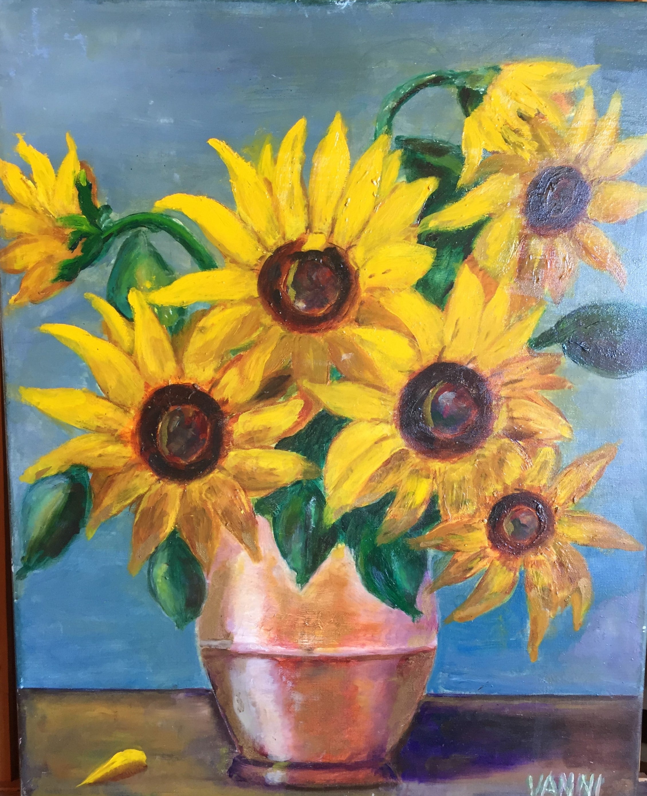 Girasoli nel vaso di rame