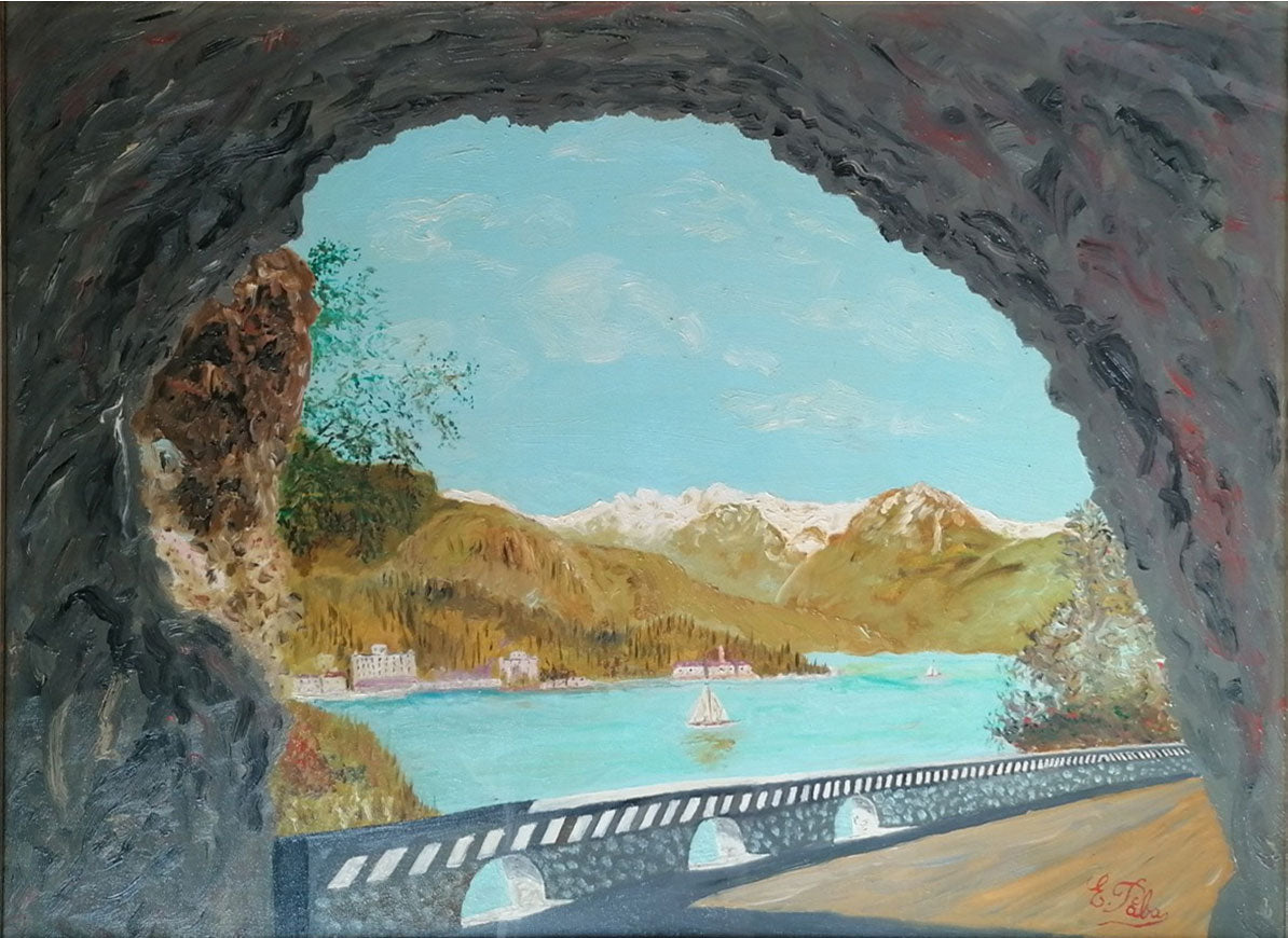 E. Paba - Vista de las montañas y el lago desde el túnel