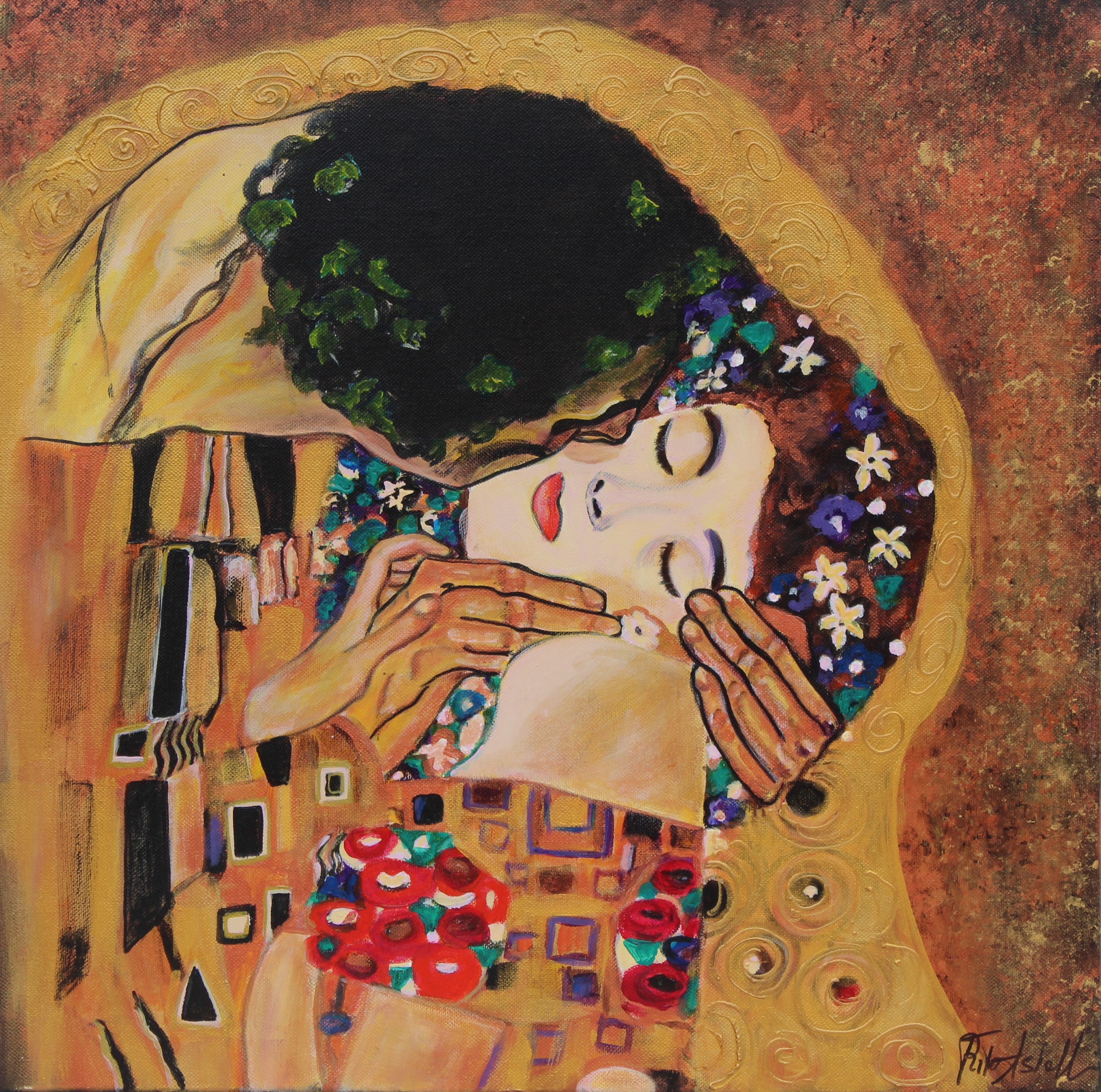 Il bacio omaggio a Klimt (particolare)