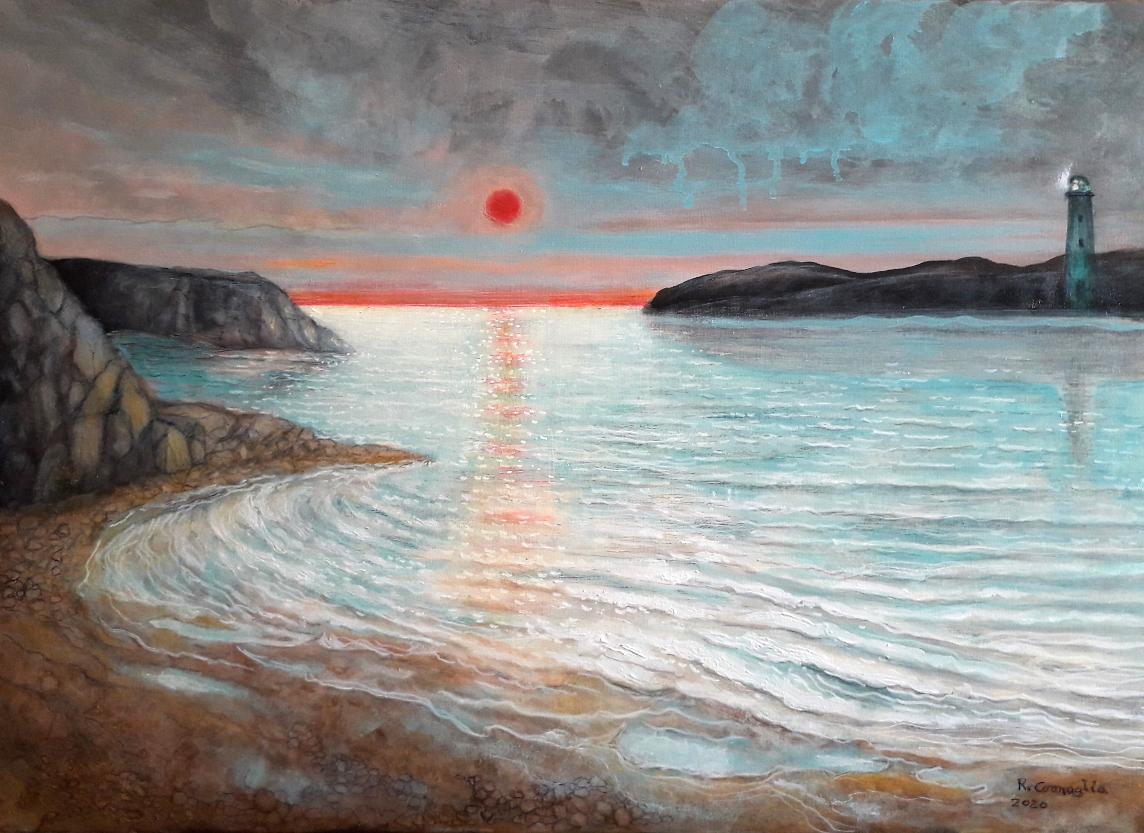The calm sea of ​​the evening