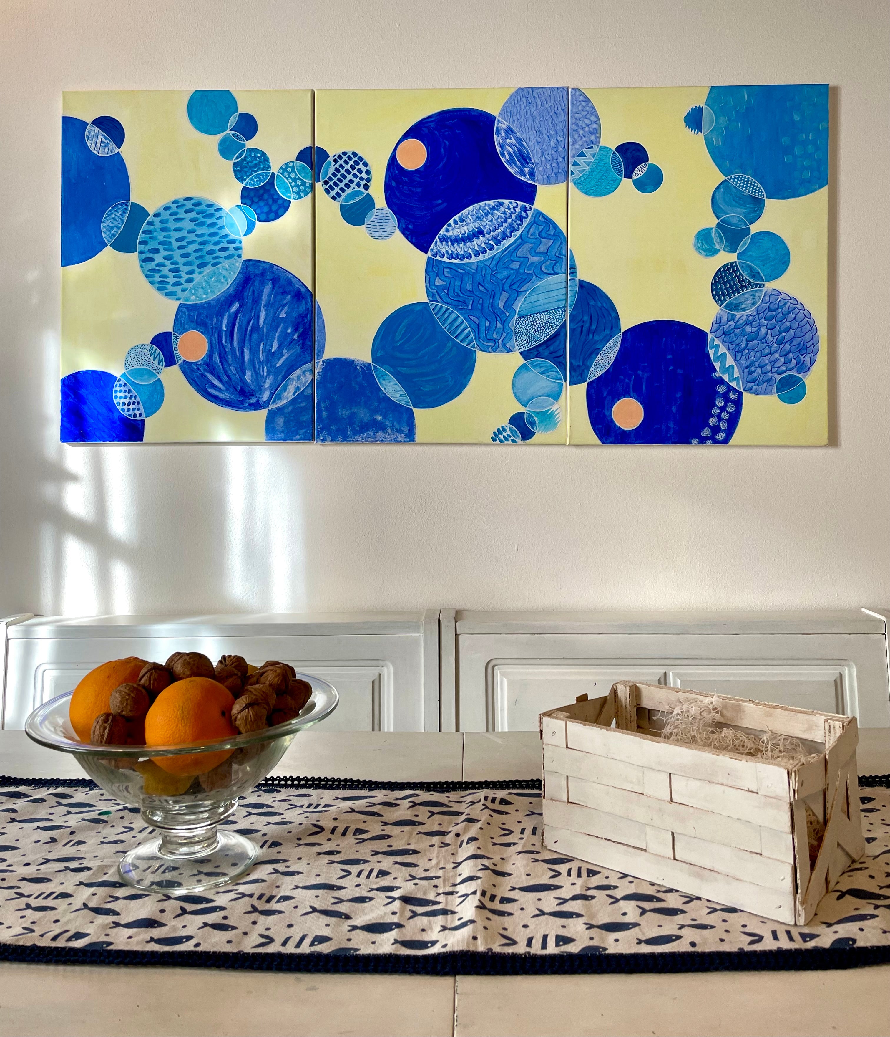 “Bubbles: triptych in yellow”