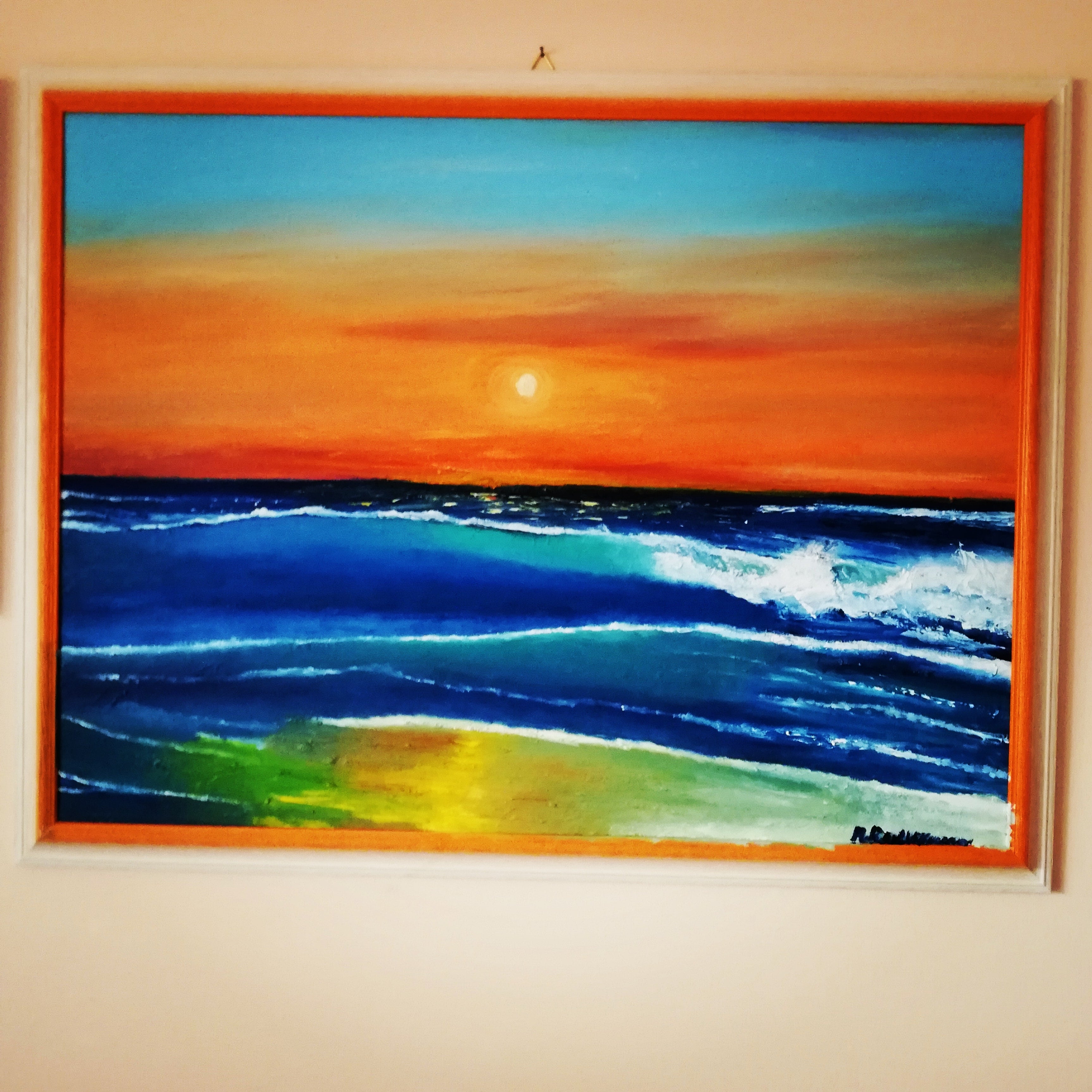 The colors of a sunset in the infinite sea