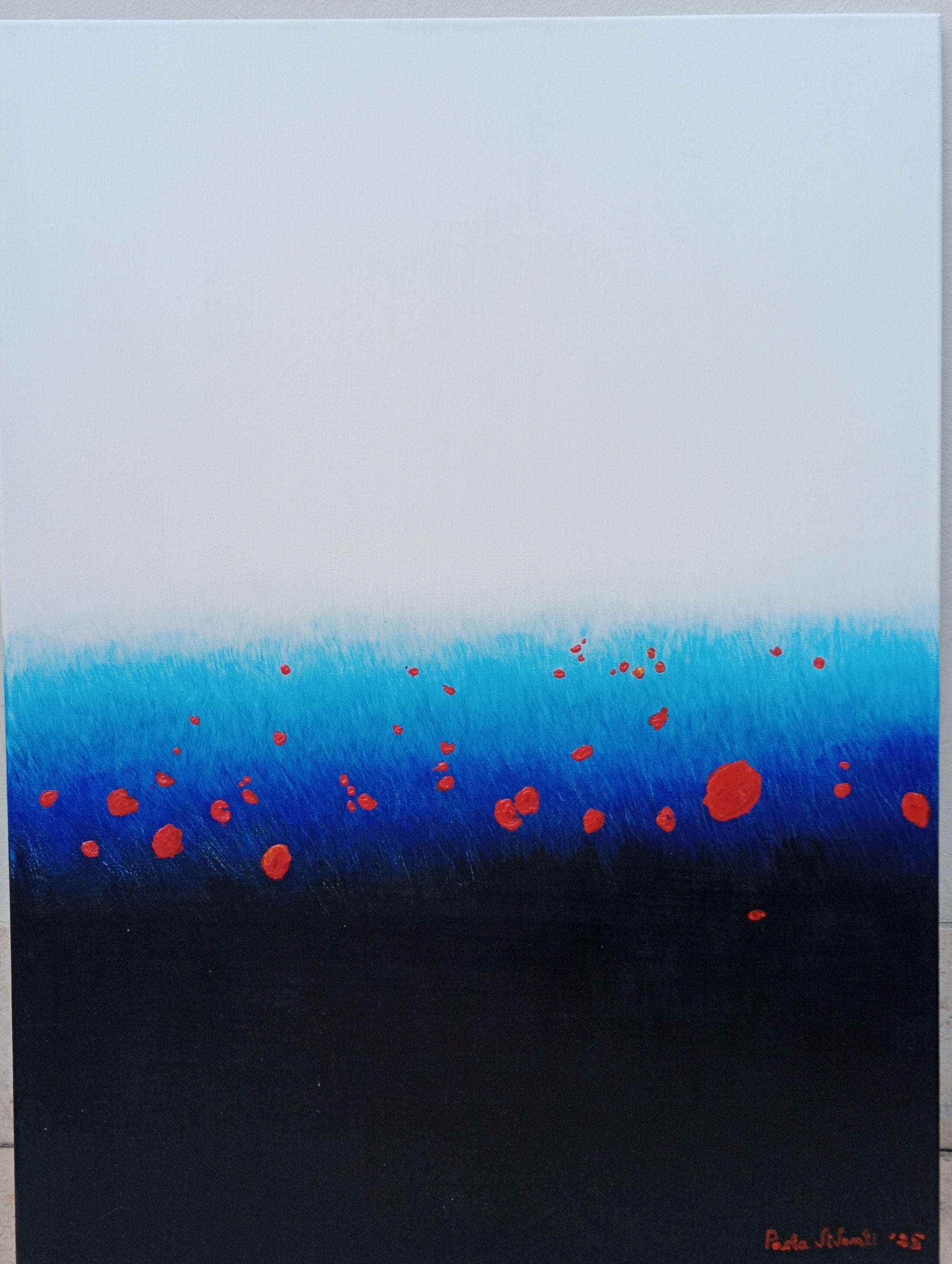 Red flowers in an abstract field