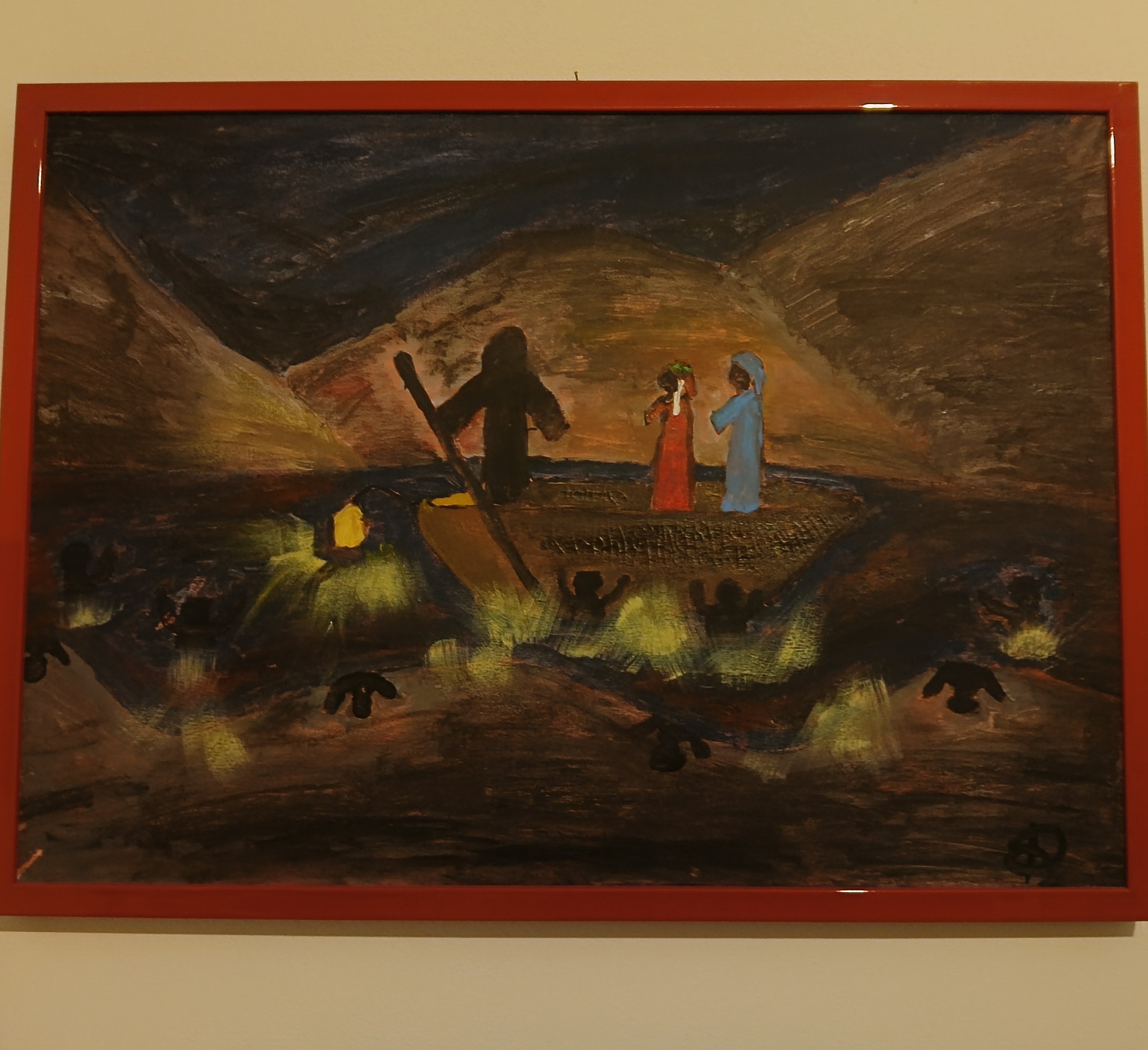 Dante and Virgil ferried by Charon