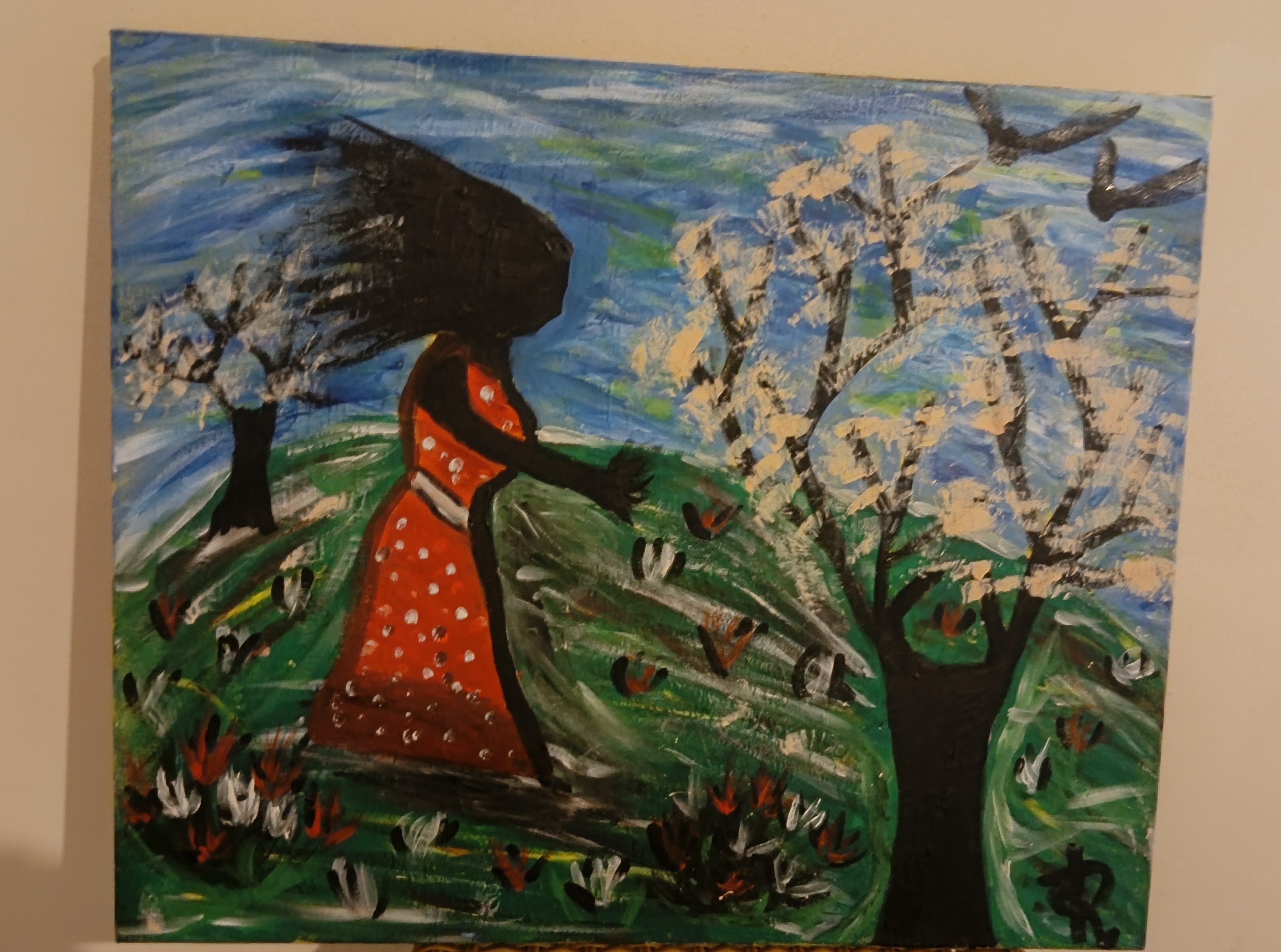 Woman among the cherry trees