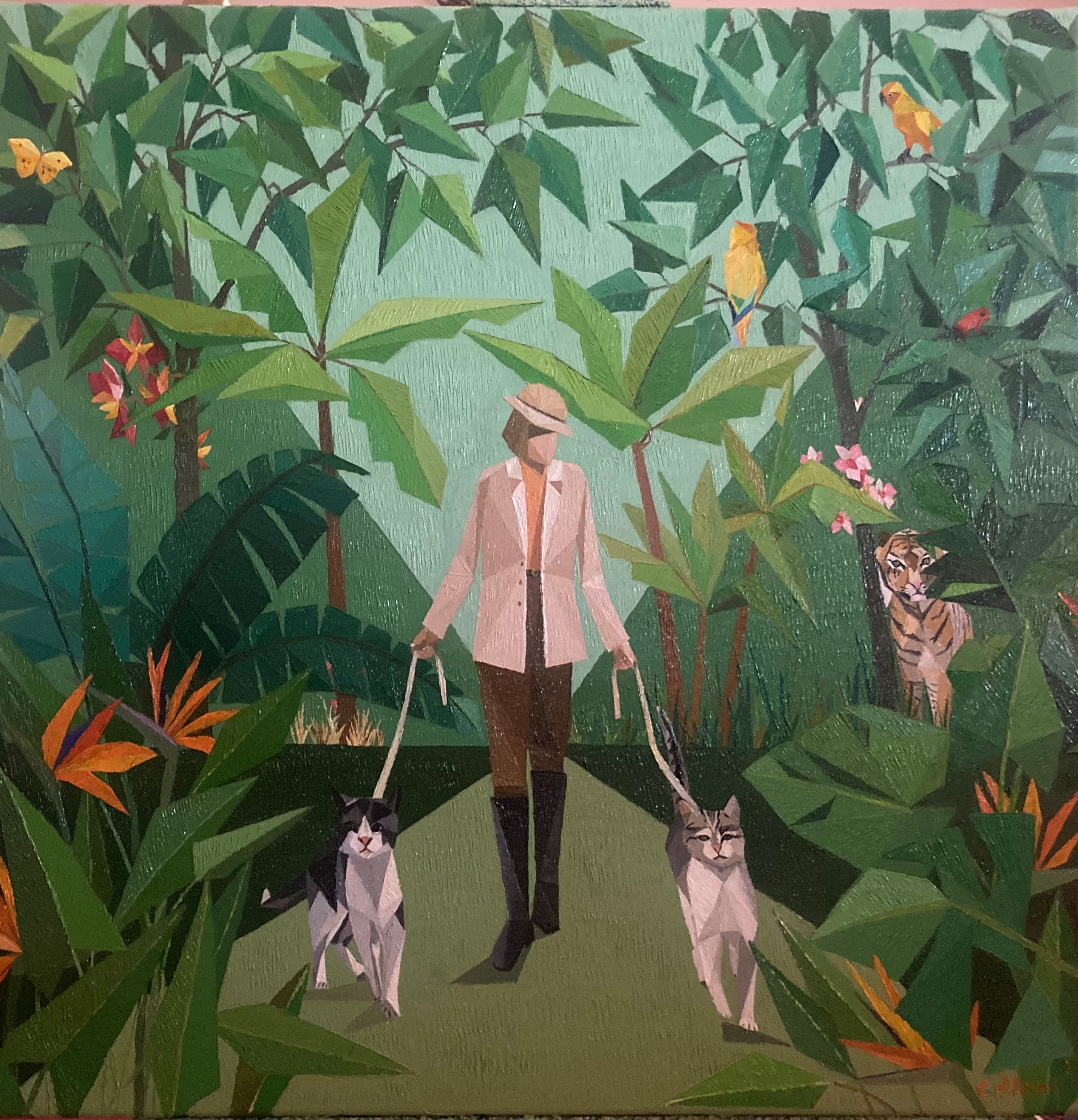 Jungle Walking with two cats