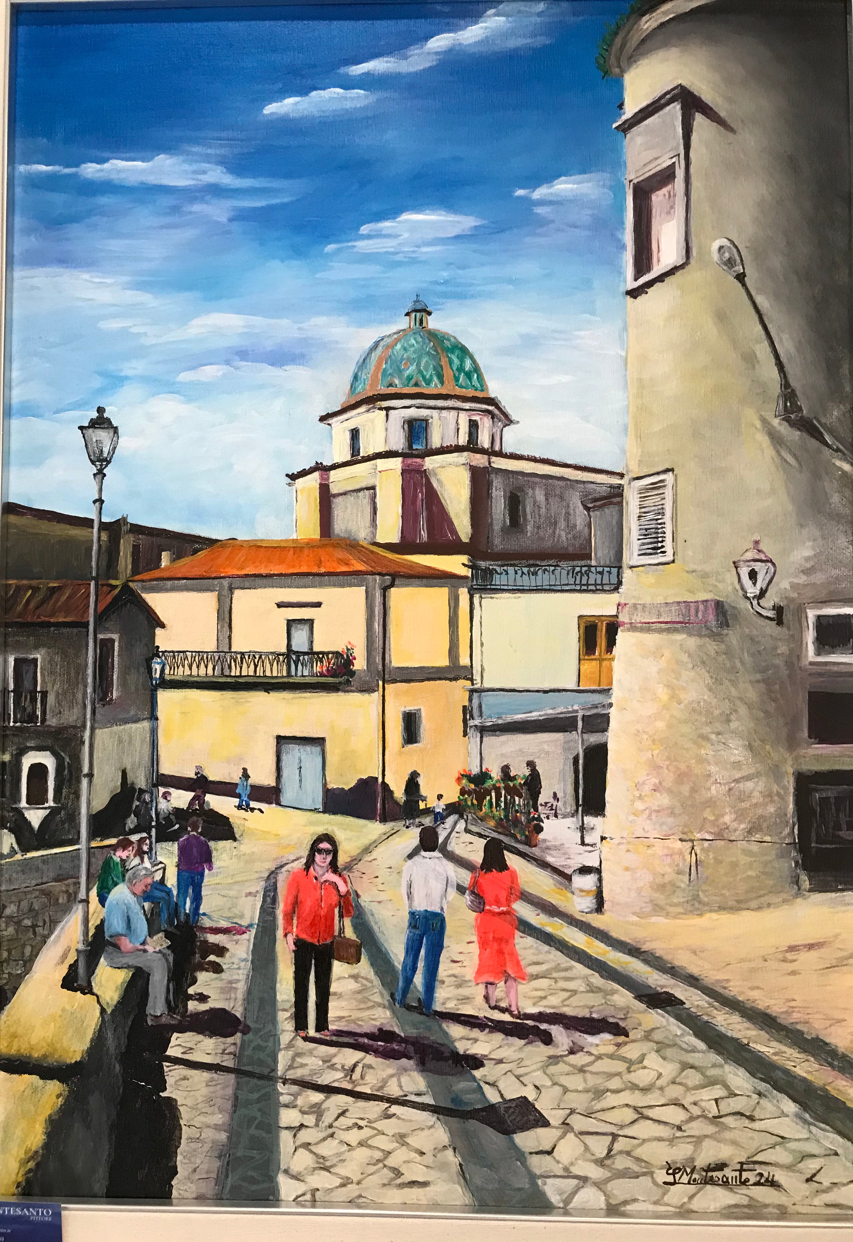 Marconi Square in the historic center of Cariati, Cosenza, Italy