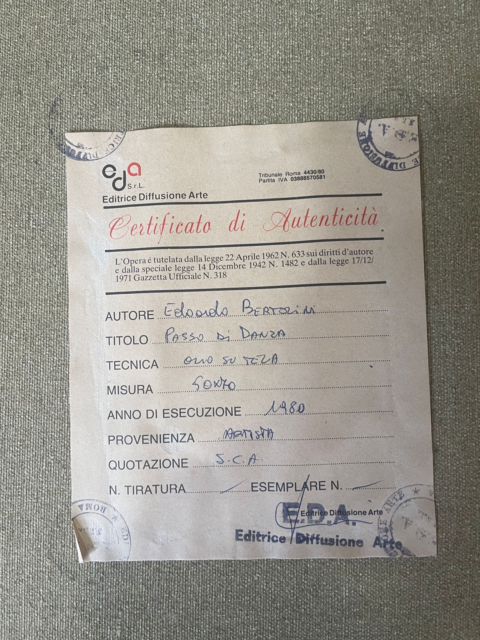 PASSO DI DANZA - EDOARDO BERTOLINI
