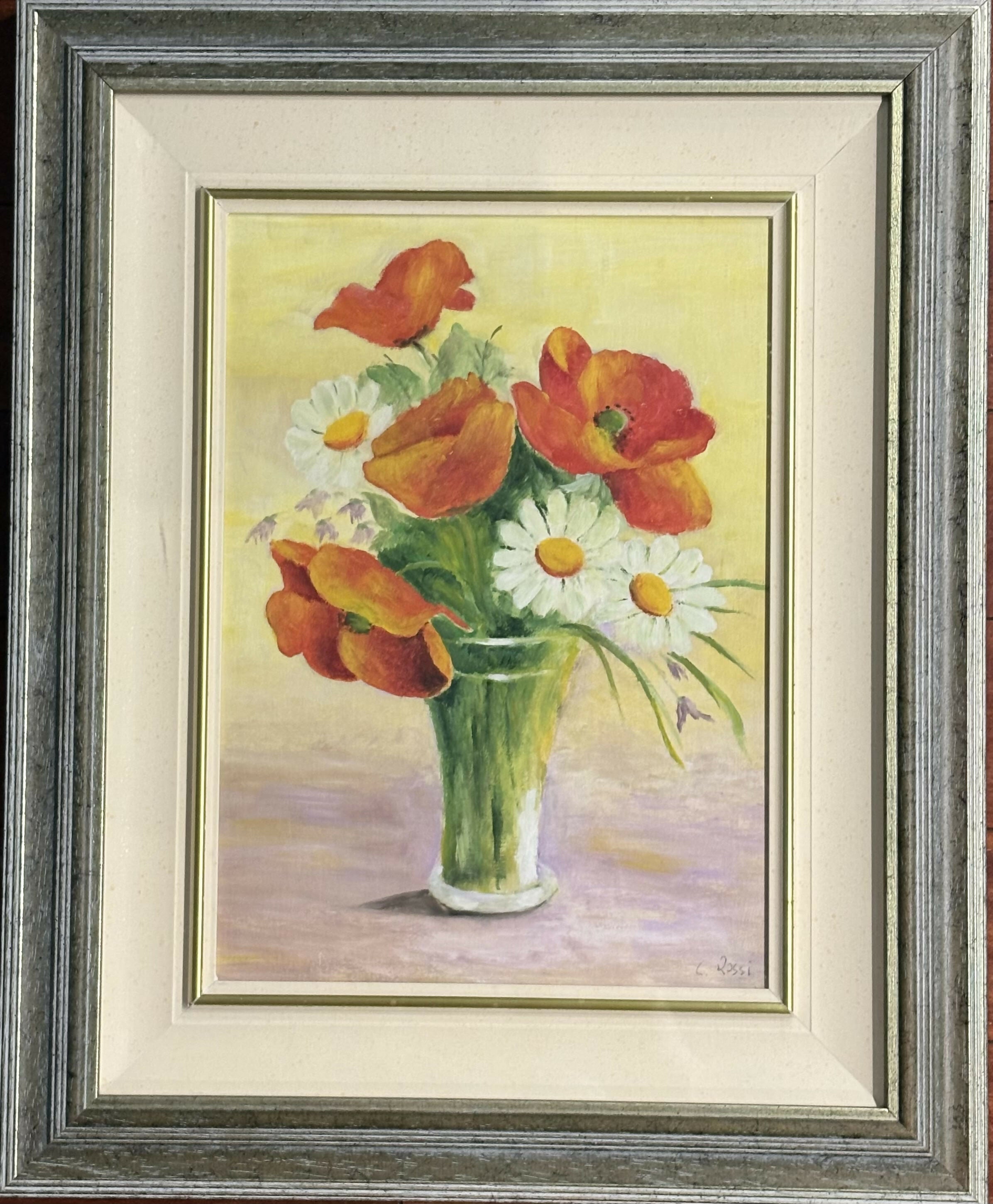 Carla Rossi - Vase of Poppies and Daisies