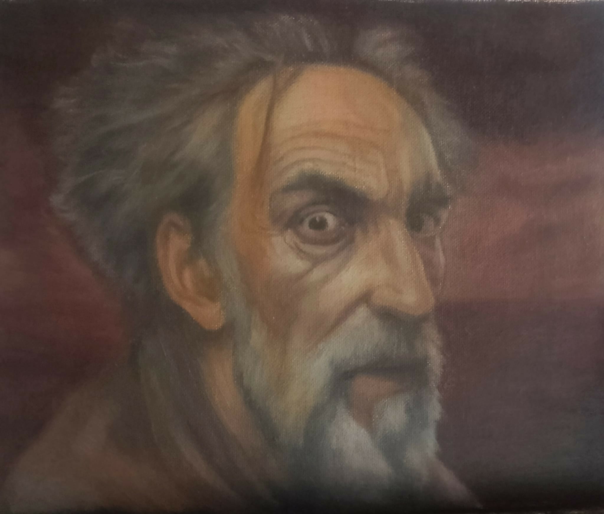Il Folle, olio su tela figurativo di Antonio Carrese