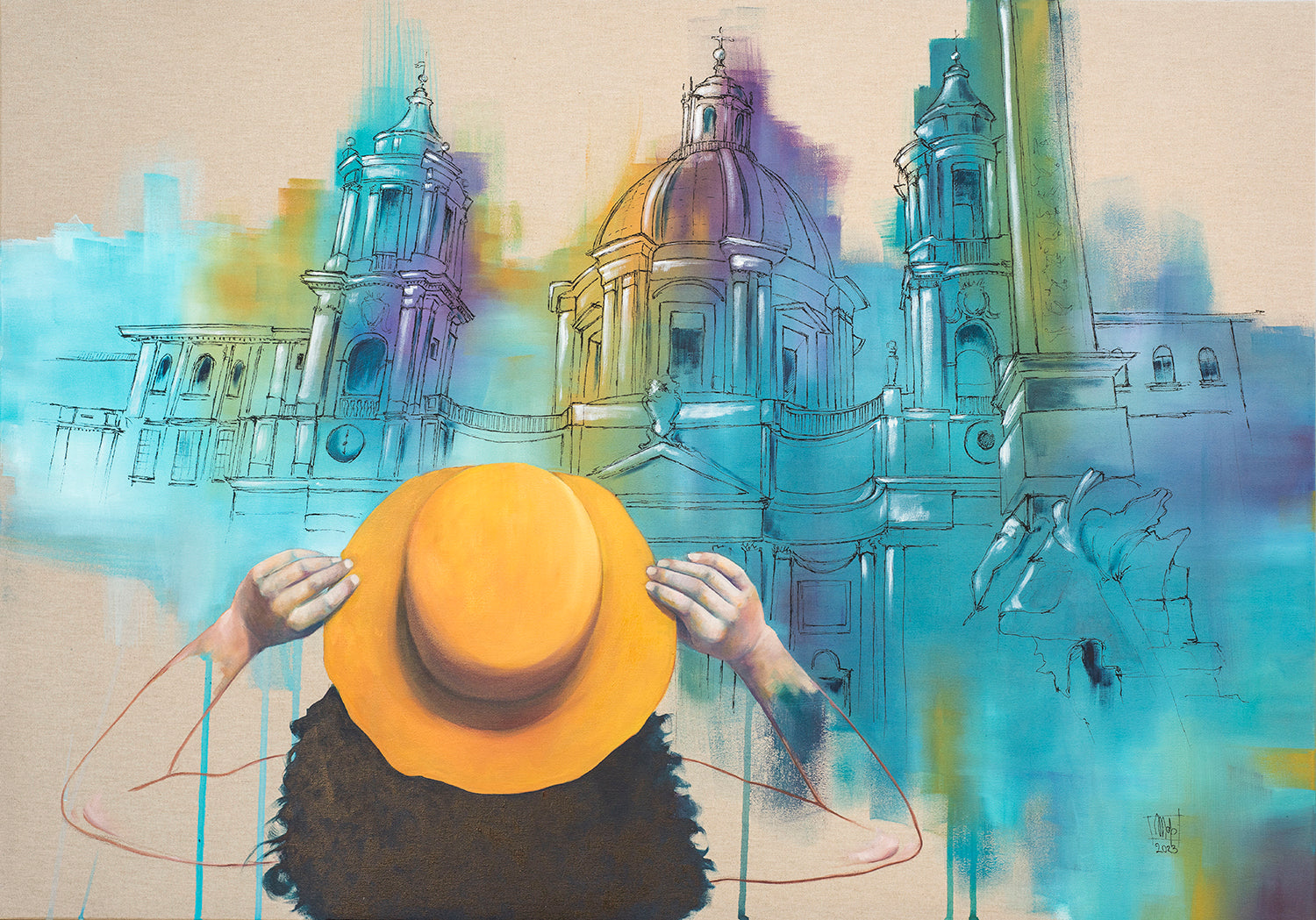 A yellow hat, a blue heart