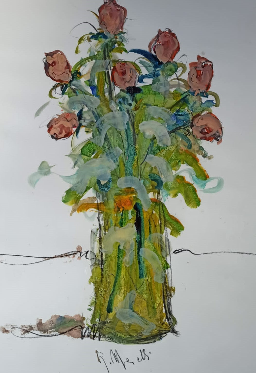 ROBERTO MERELLI - VASO CON FIORI