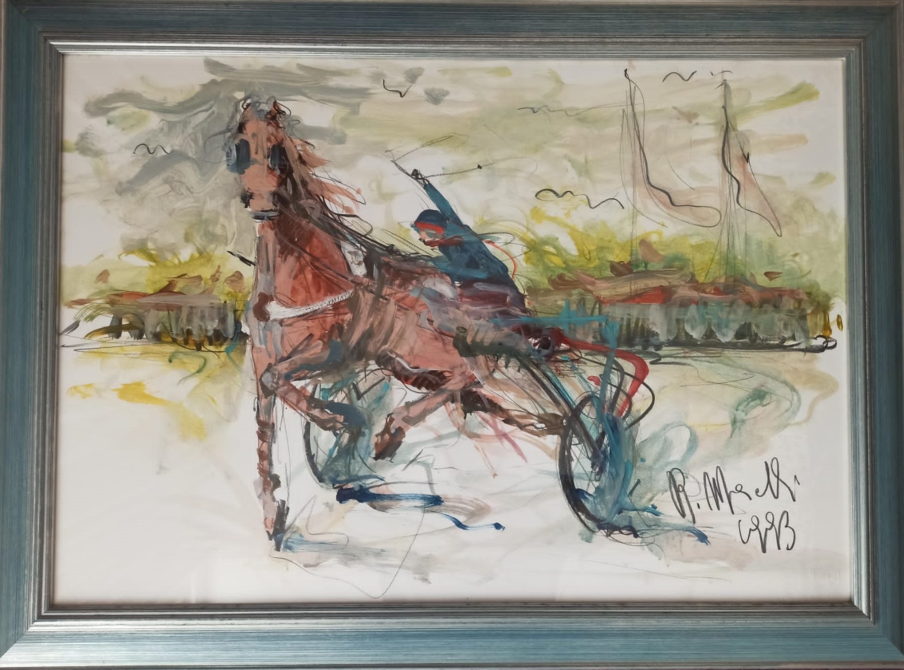 ROBERTO MERELLI - CAVALLO AL TROTTO CON DRIVER SU SULKY