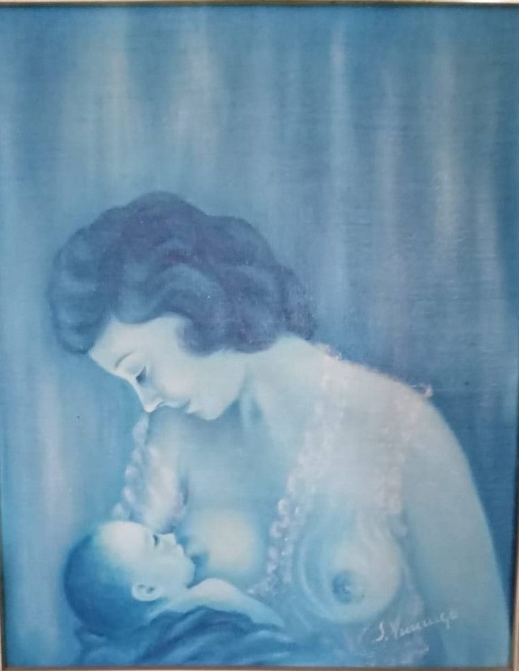 Mamma con figlio  - olio su tela - Salvatore Vernengo