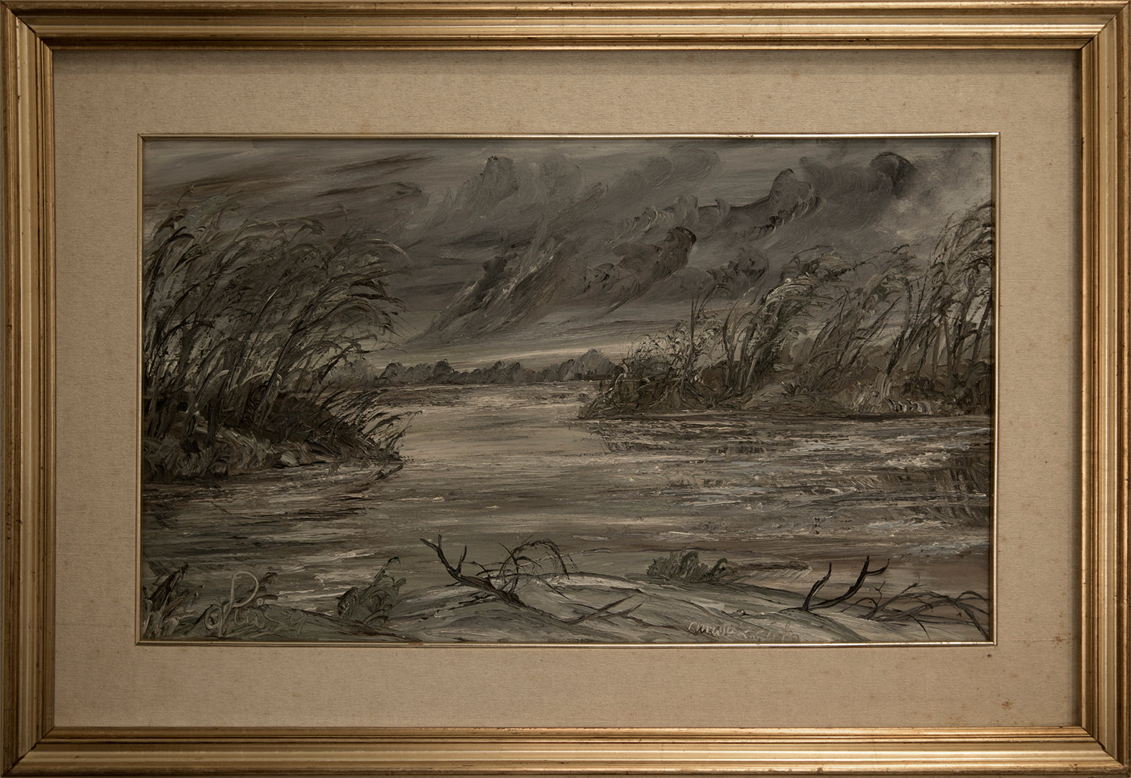 FASANI LUISA LAZZARI (1929-2014) “Marezzate” Olio su tavola cm. 60x35