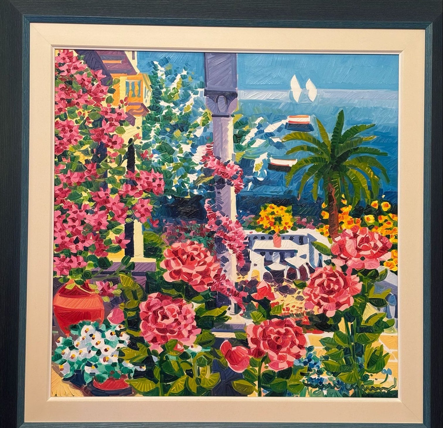 Romantiche riflessioni tra il profumo dei fiori – Olio su tela – Athos Faccincani