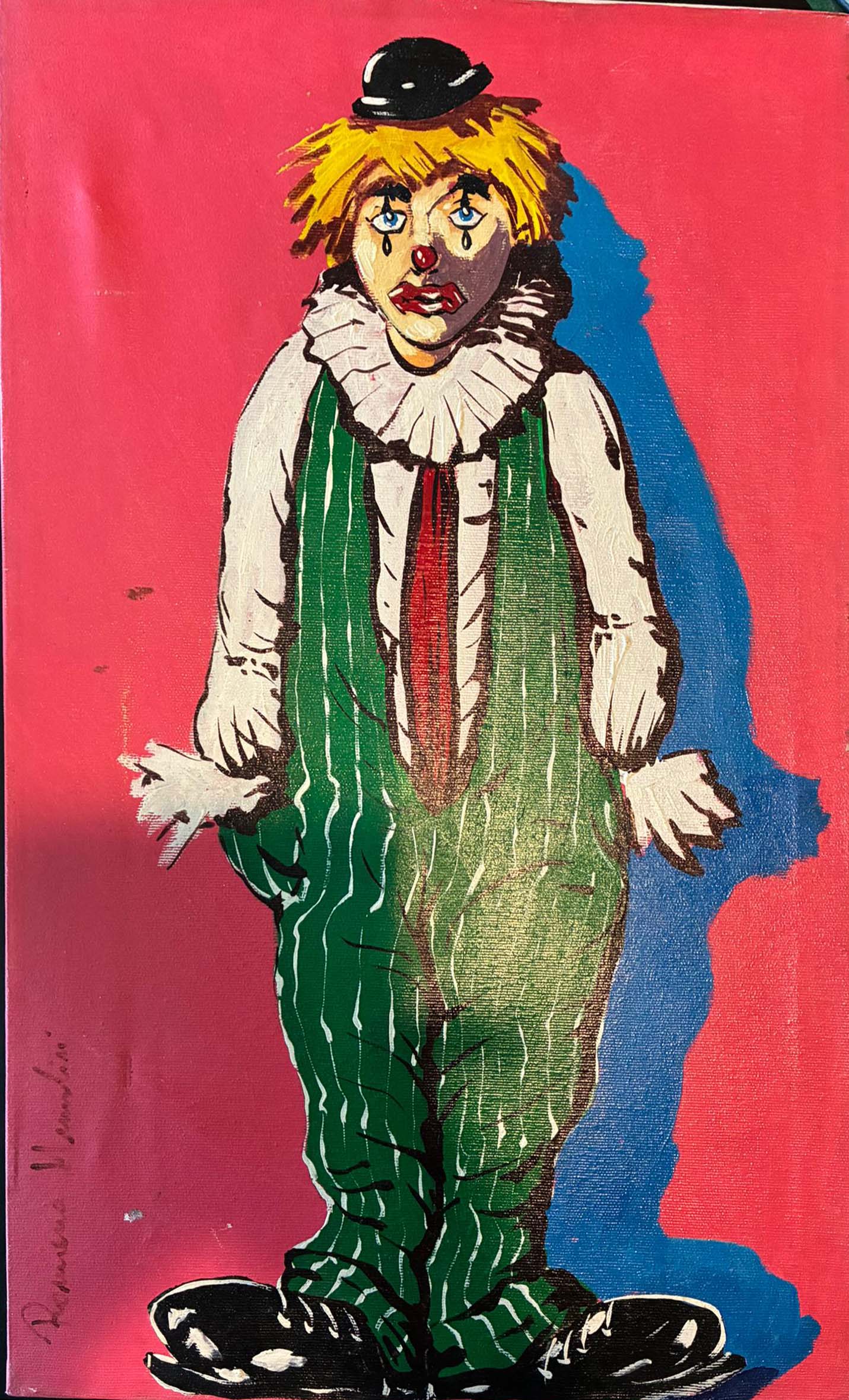 Clown in olio su tela di Romano Mussolini