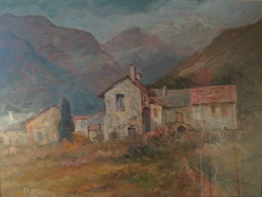 Luigi Bracchi - Senza titolo (Paesaggio montano con borgo)